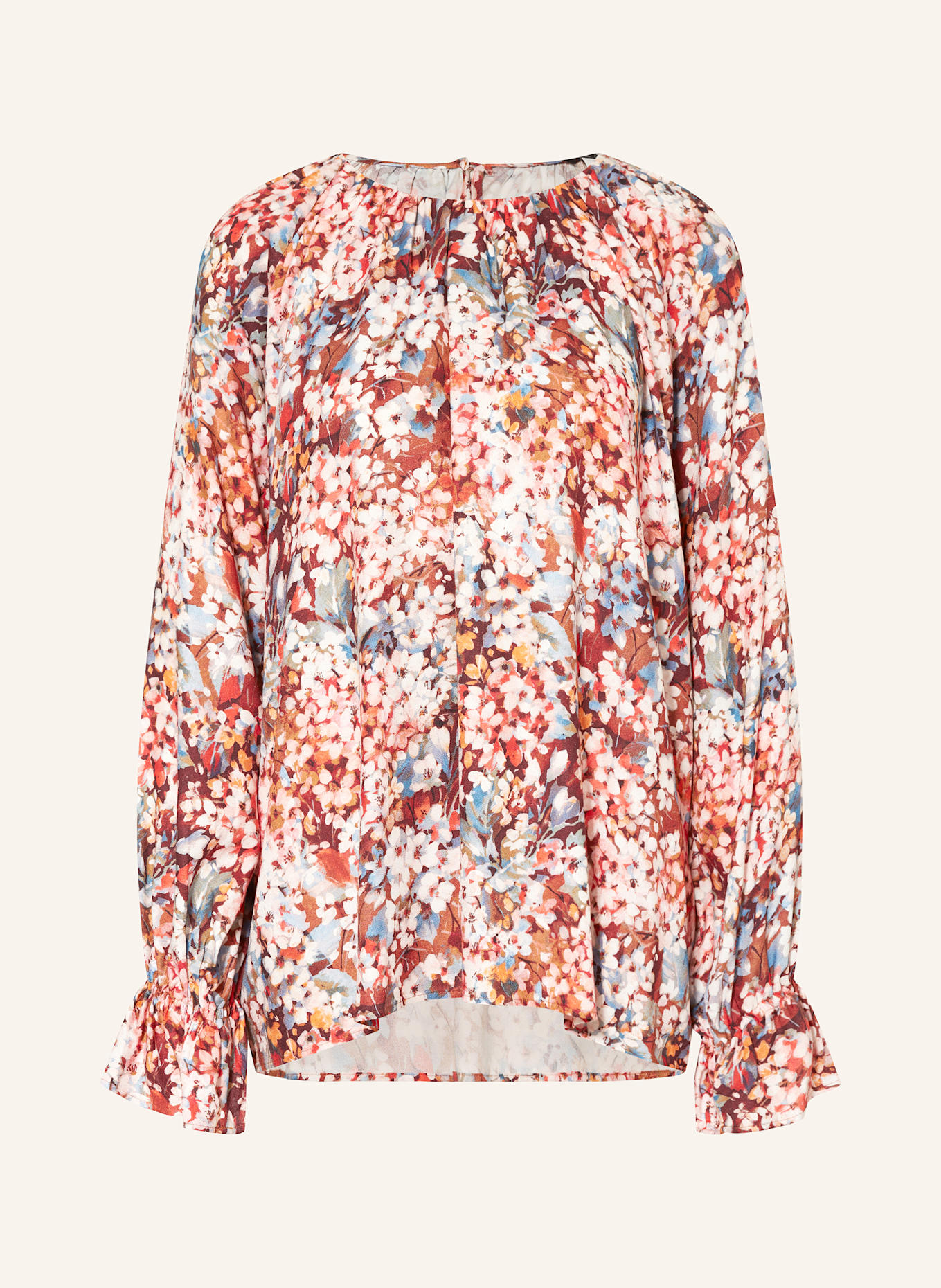 van Laack Blusenshirt DILJA: ECRU / BRAUN / ROT