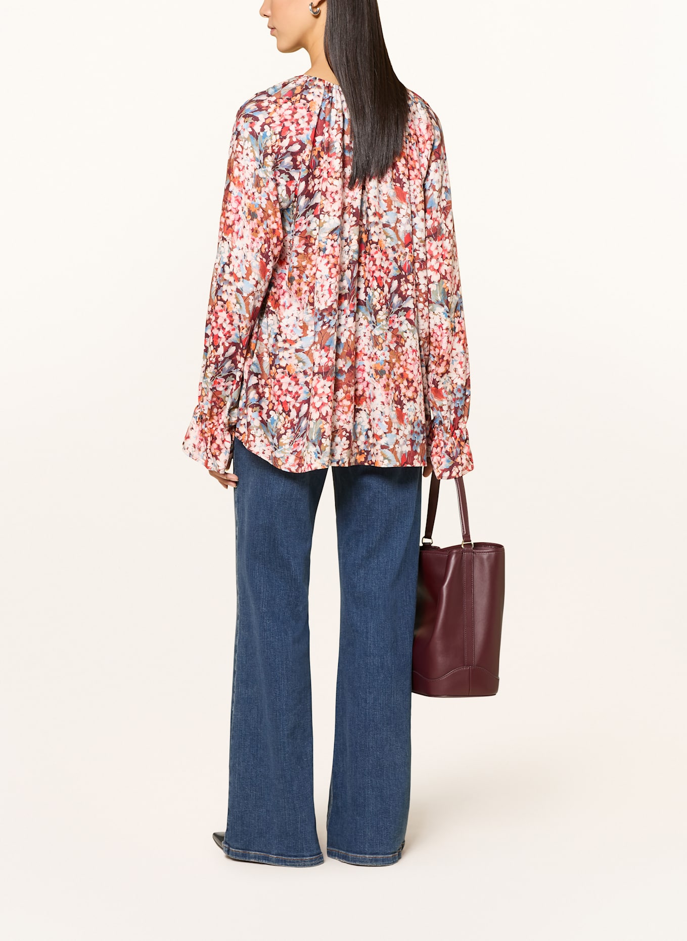 van Laack Blusenshirt DILJA: ECRU / BRAUN / ROT