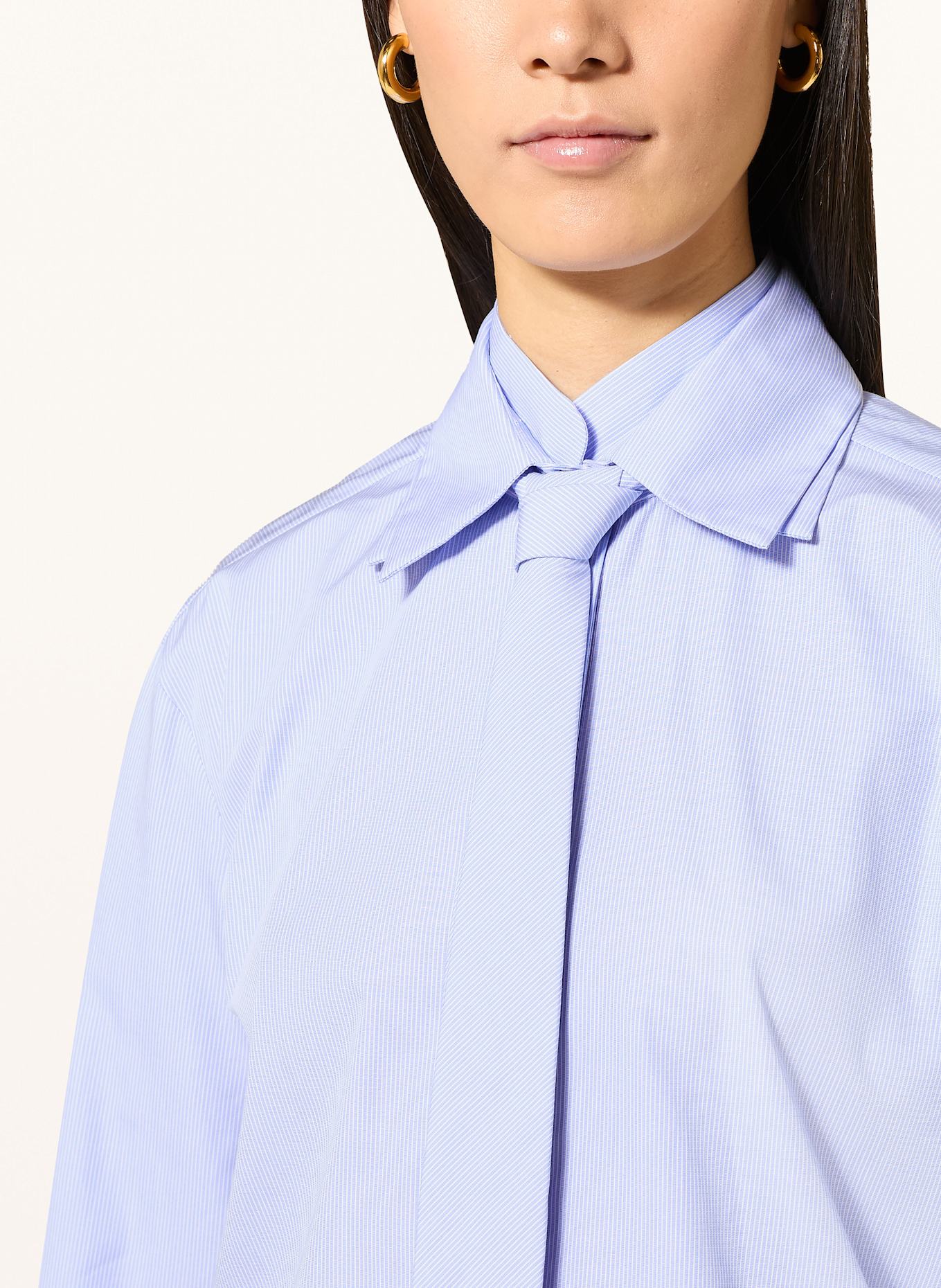 van Laack Hemdbluse VL-BERGIT-SV mit abnehmbarer Krawatte: HELLBLAU / WEISS