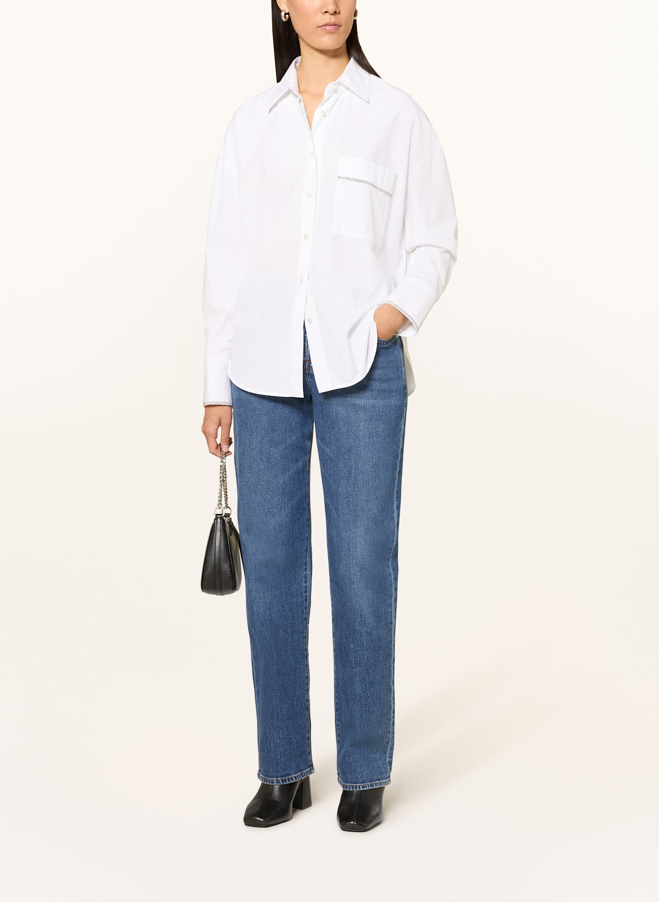 van Laack Hemdbluse VL-BENA-W36KPB mit Schmucksteinen: WEISS