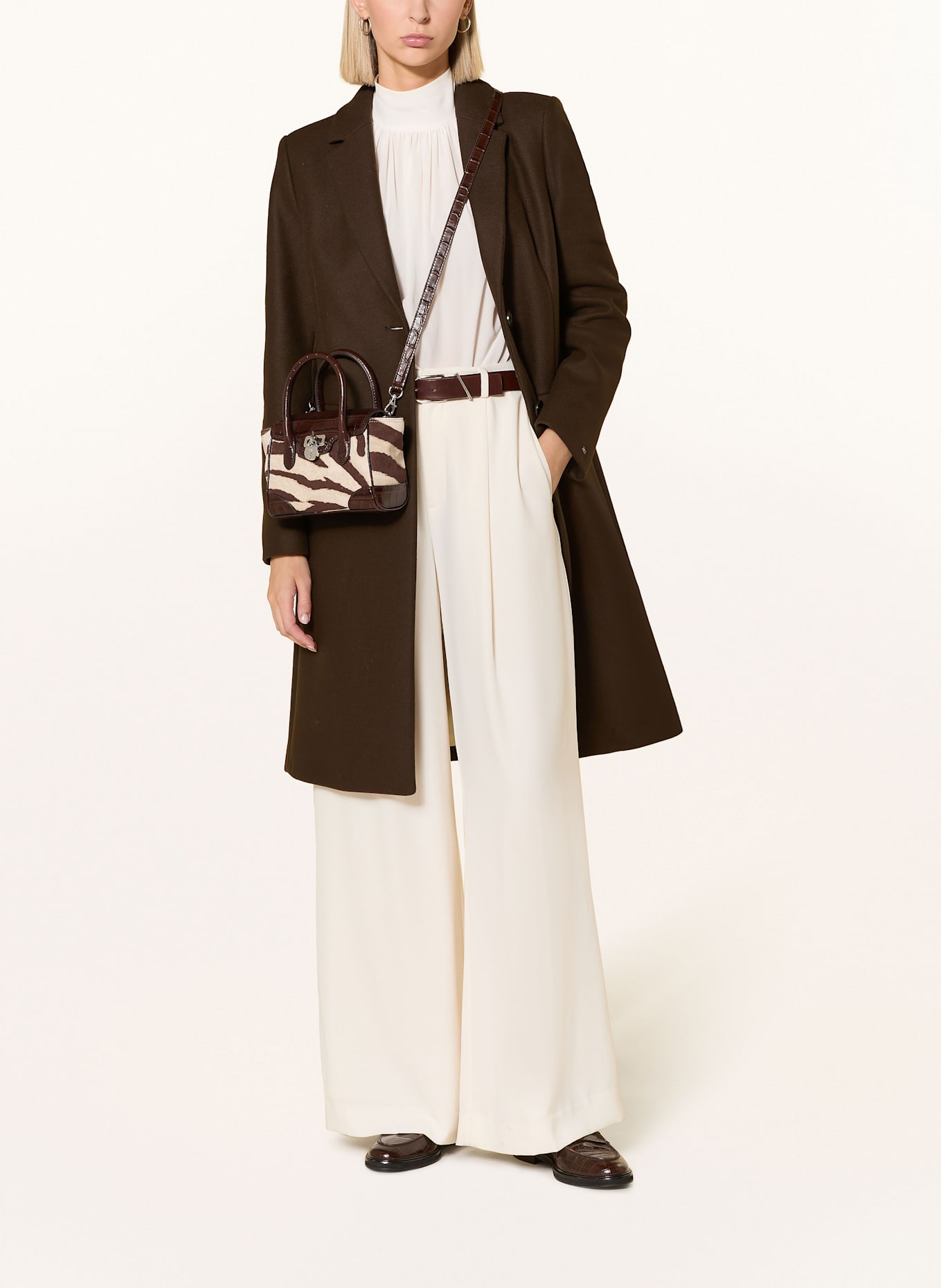 LAUREN RALPH LAUREN Handtasche TANNER SMALL: DUNKELBRAUN / BEIGE / CREME