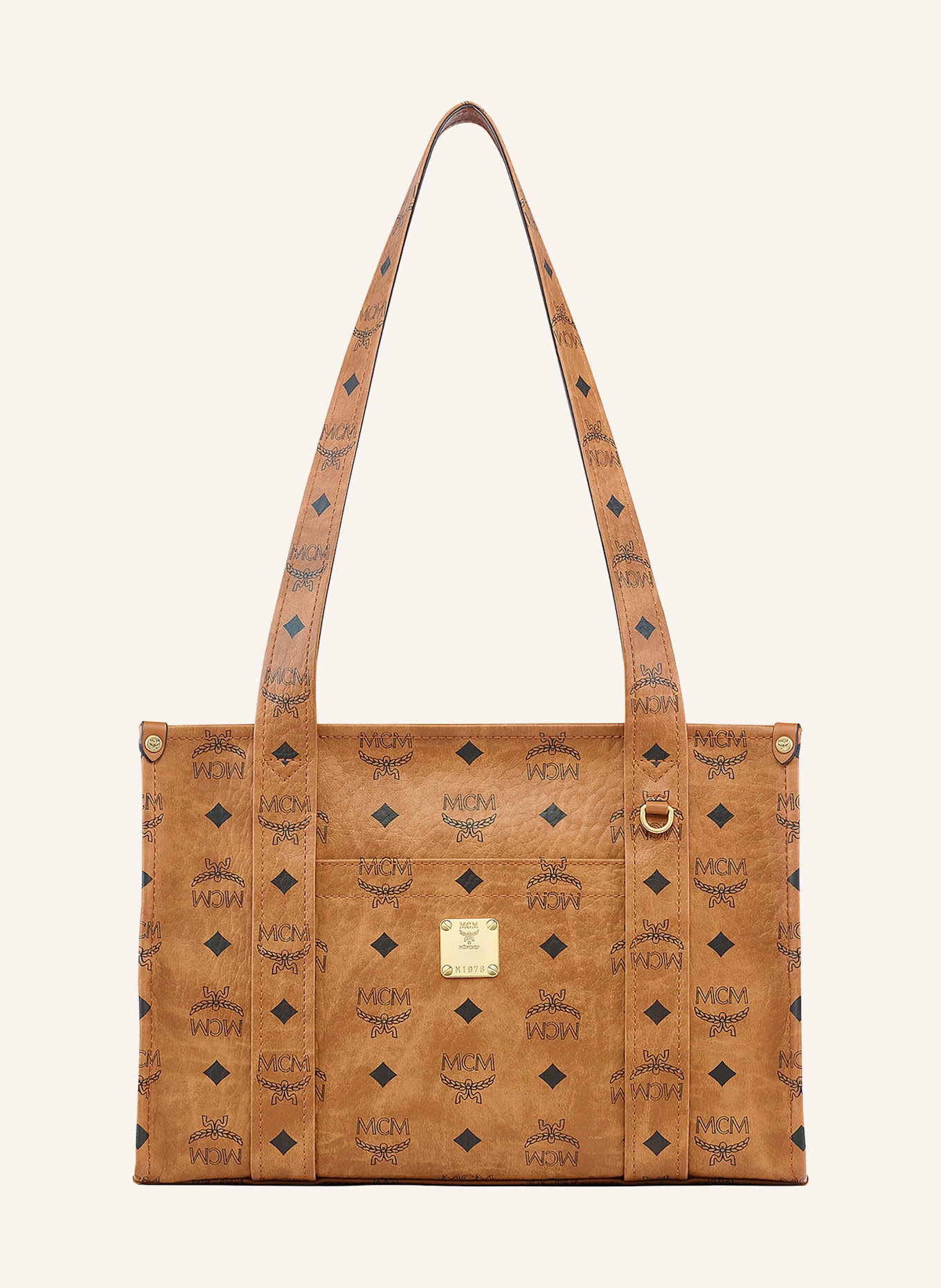 MCM Shopper AREN VISETOS SMALL: COGNAC / BLACK