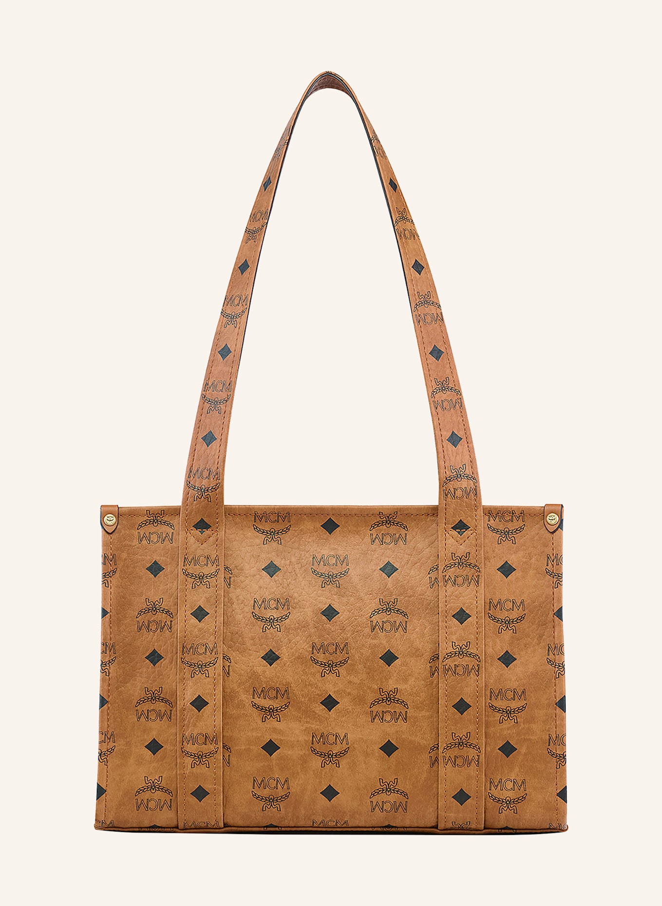 MCM Shopper AREN VISETOS SMALL: COGNAC / BLACK