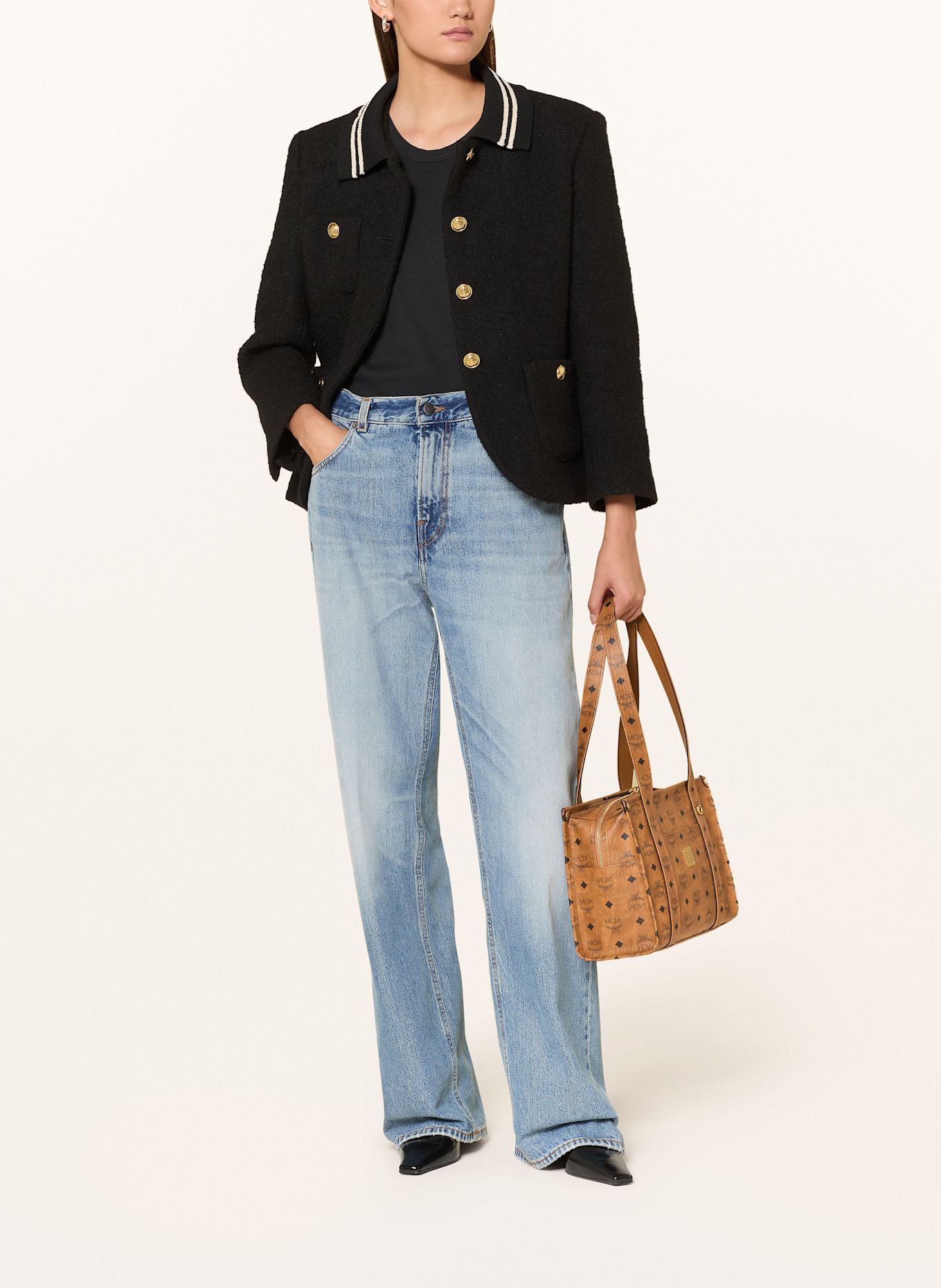 MCM Shopper AREN VISETOS SMALL: COGNAC / BLACK