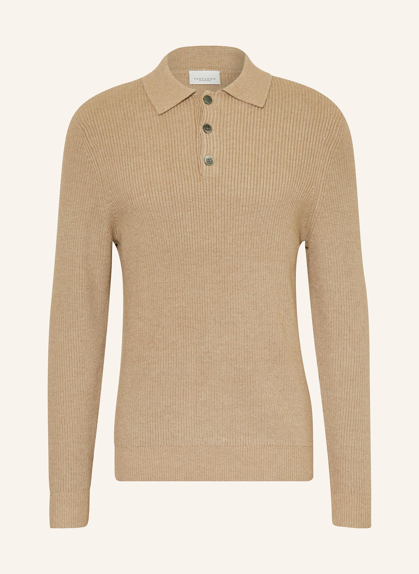 PROFUOMO Strick-Poloshirt: BEIGE