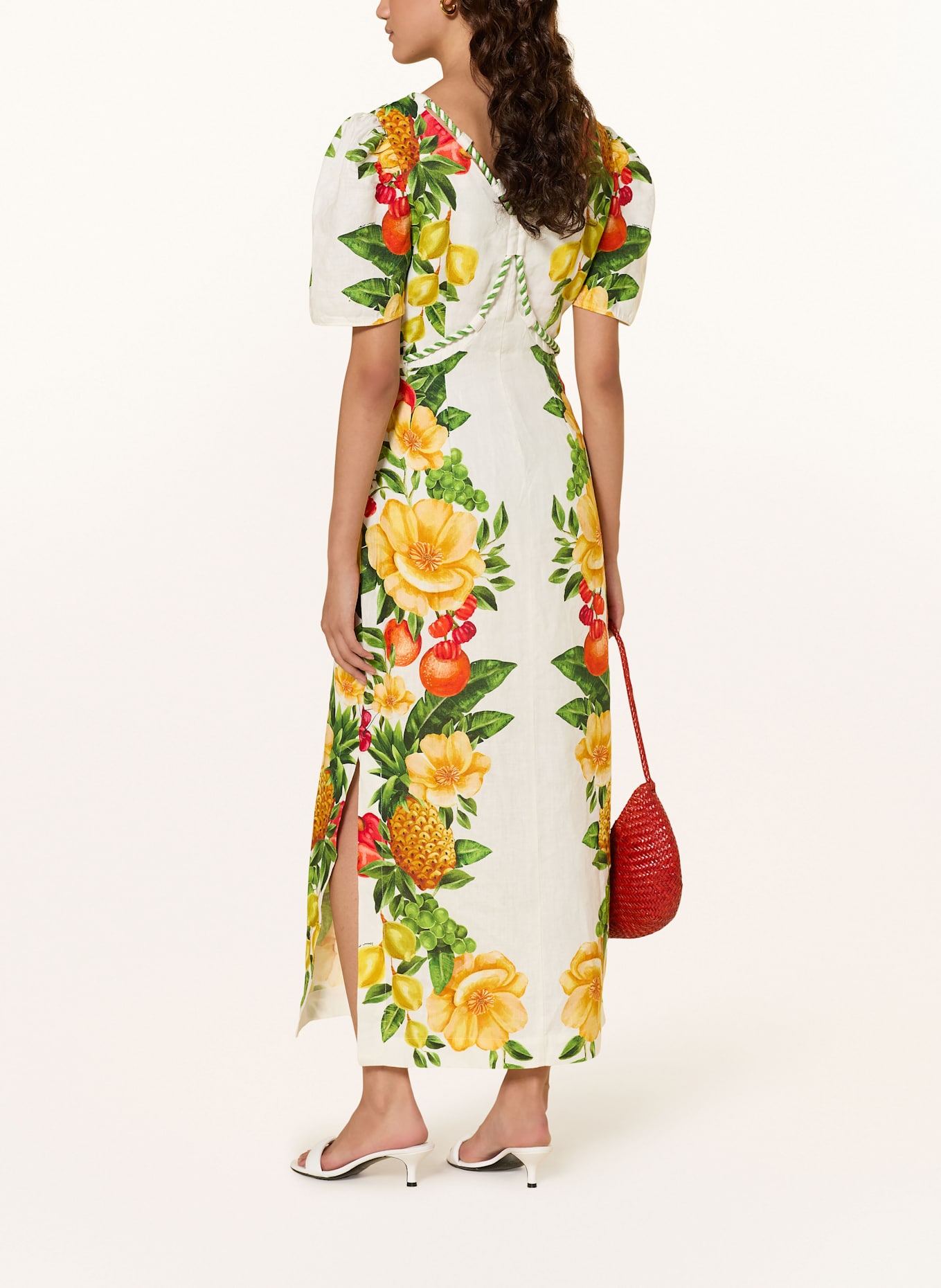 FARM RIO Cocktailkleid PICNIC FLOWERS aus Leinen: ECRU / GRÜN / GELB