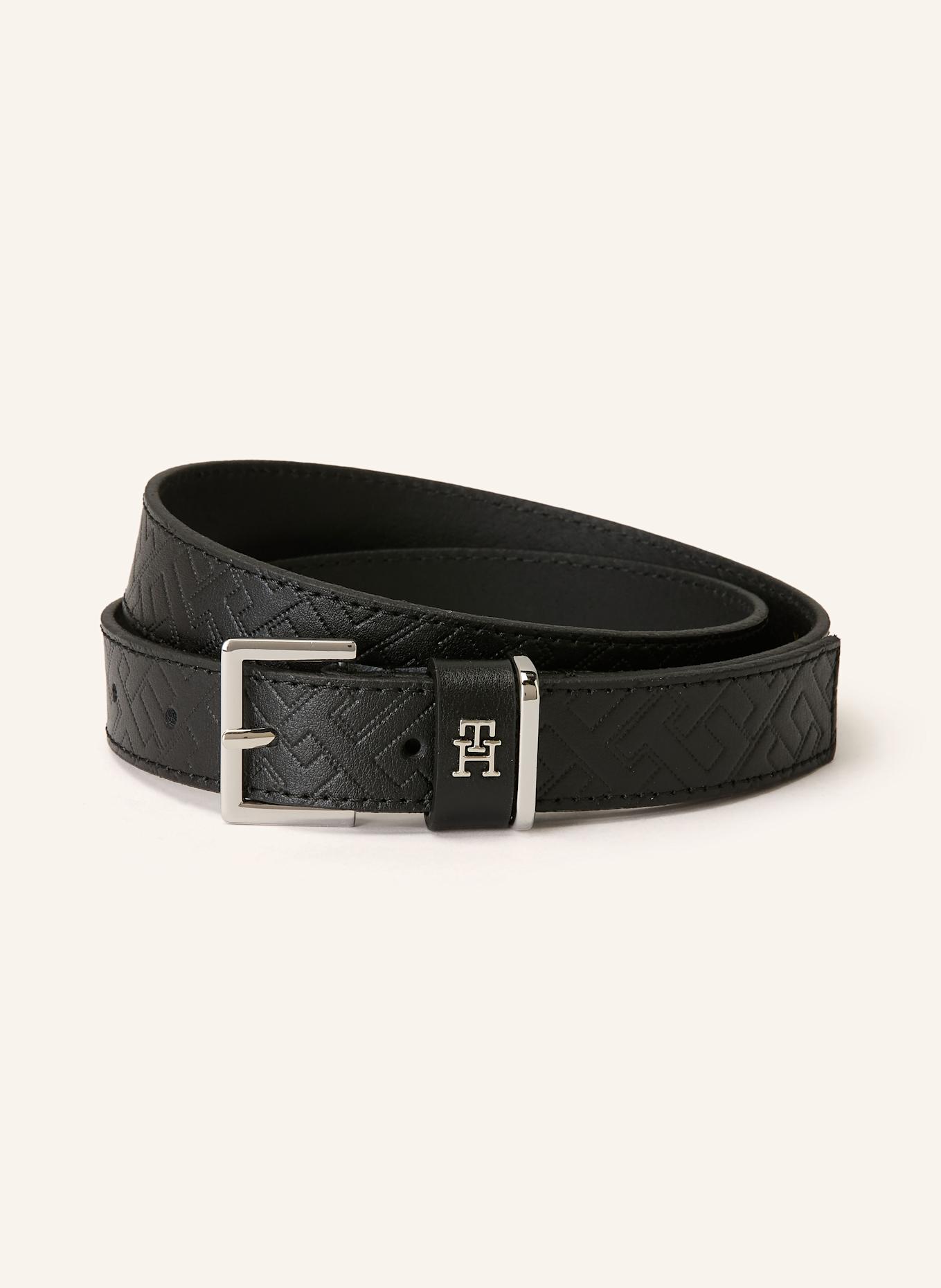 TOMMY HILFIGER Ledergürtel: SCHWARZ