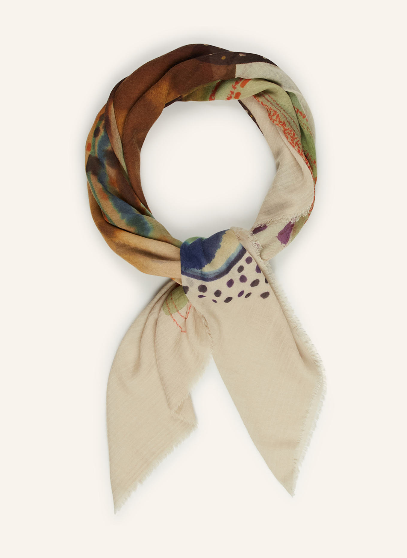 Barbieri Cashmere-Tuch: BEIGE / DUNKELORANGE