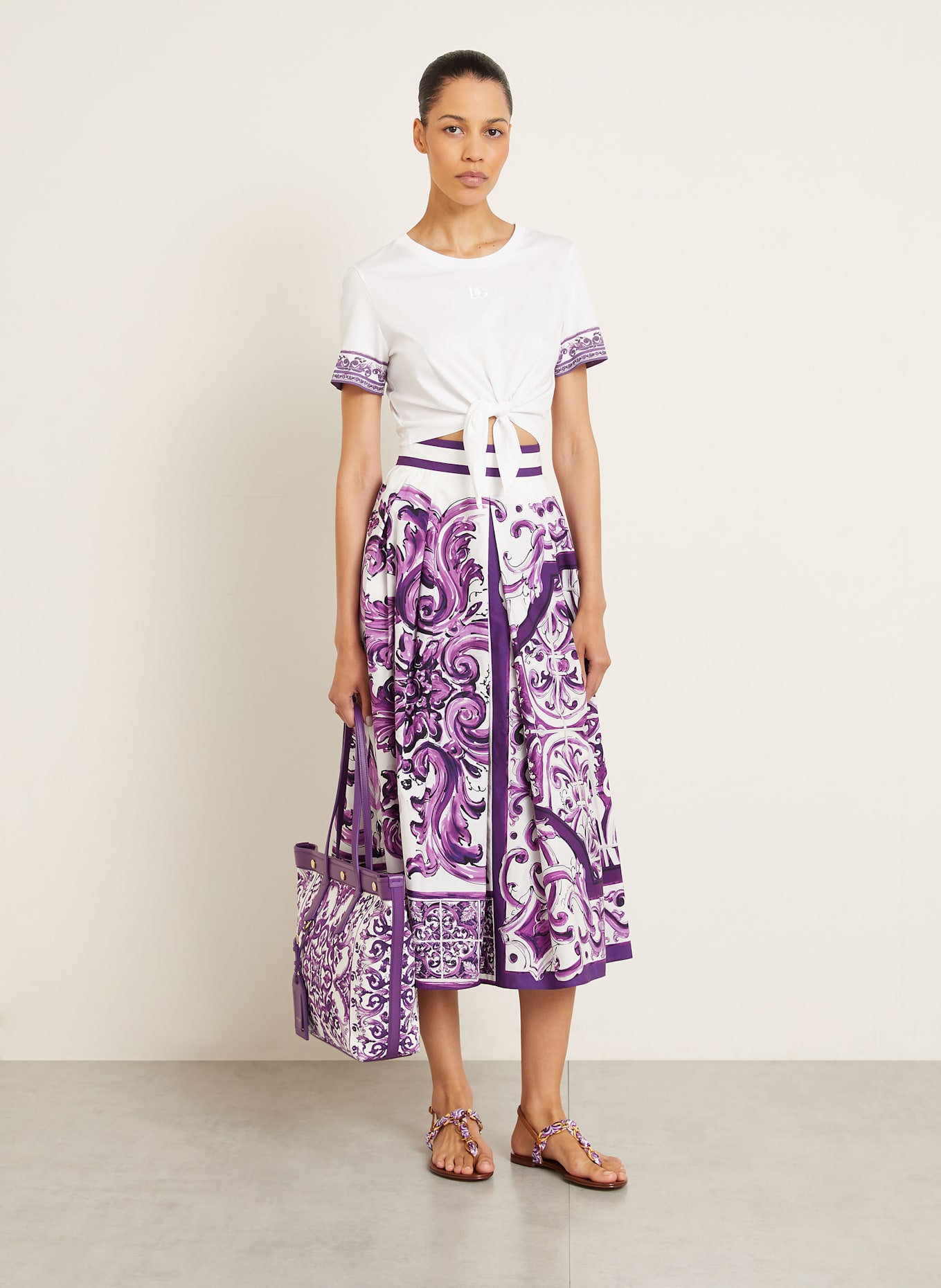 DOLCE & GABBANA Krótka koszulka: BIAŁY / LILA