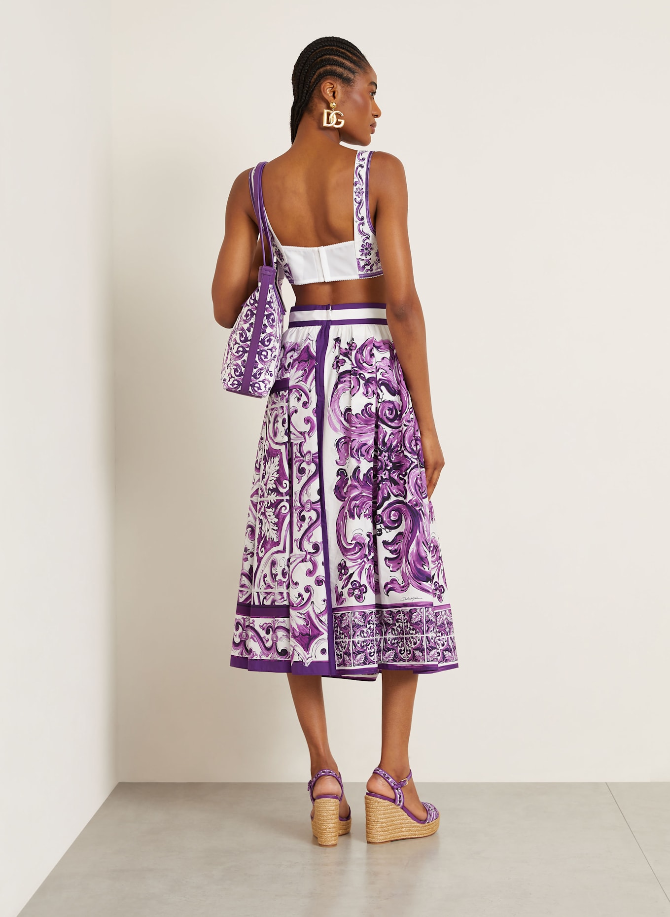 DOLCE & GABBANA Sukně MAJOLICA: FIALOVÁ/ BÍLÁ