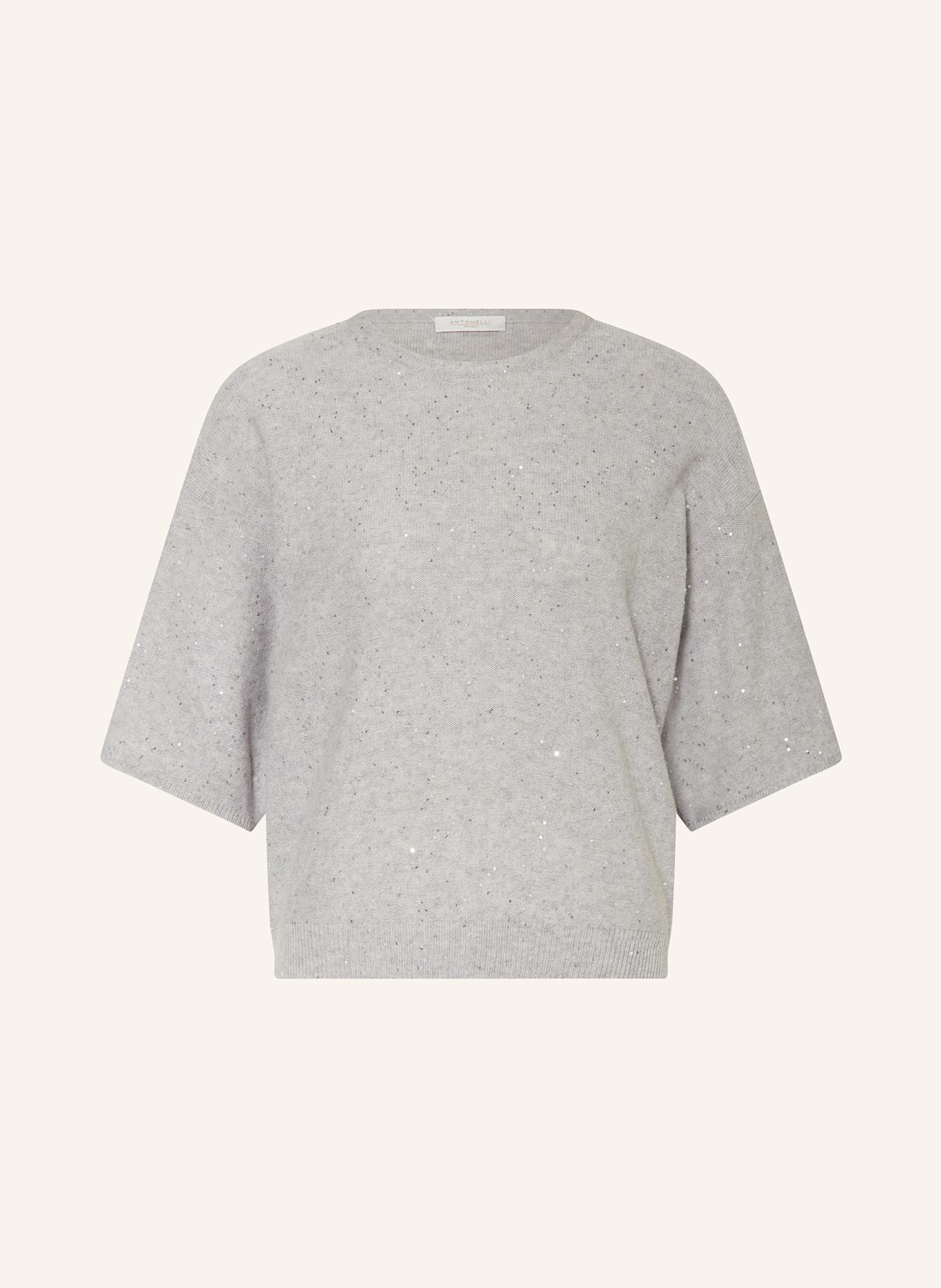 ANTONELLI firenze Strickshirt LUCILLA aus Alpaka mit Pailletten: HELLGRAU