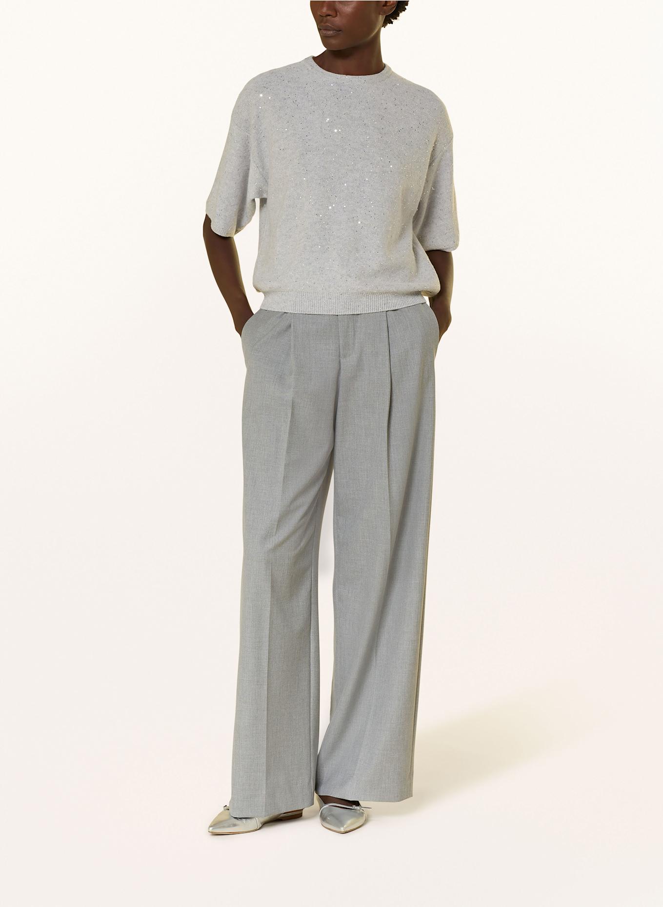 ANTONELLI firenze Strickshirt LUCILLA aus Alpaka mit Pailletten: HELLGRAU