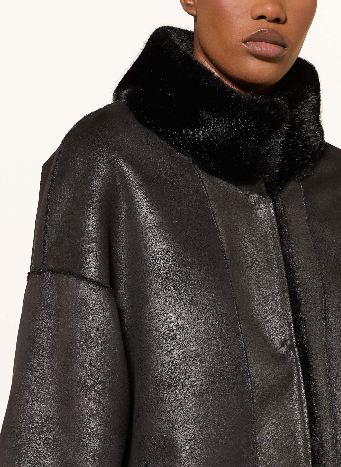 Juvia Kunstpelz-Jacke FEDORA: SCHWARZ