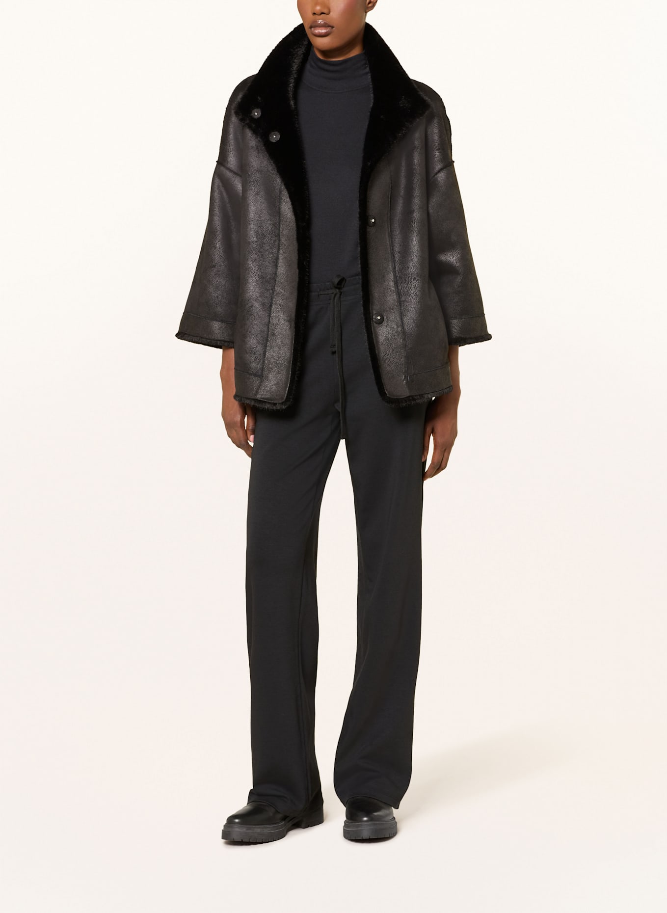 Juvia Kunstpelz-Jacke FEDORA: SCHWARZ