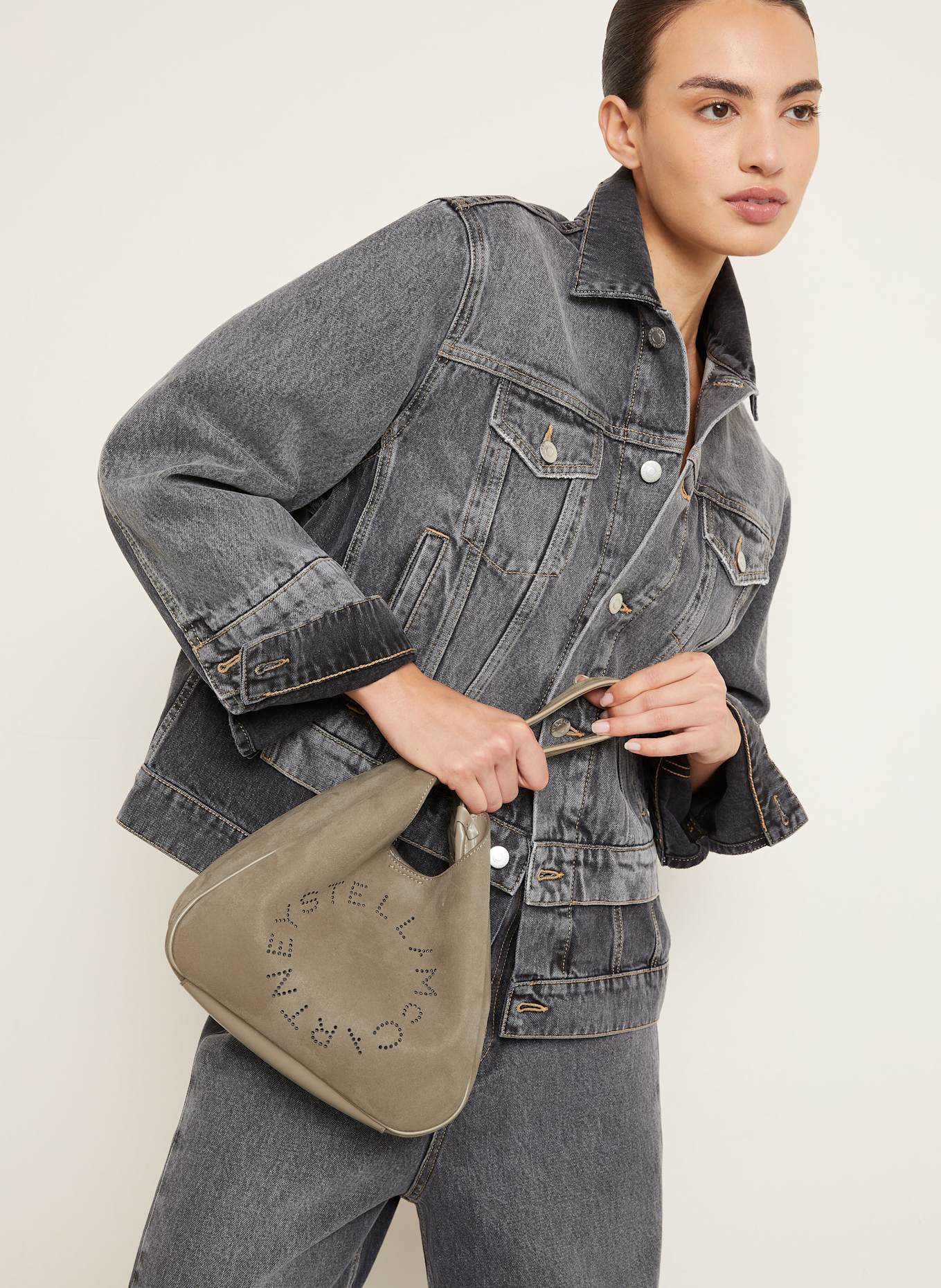 STELLA McCARTNEY Torebka hobo SMALL: SZAROBRĄZOWY