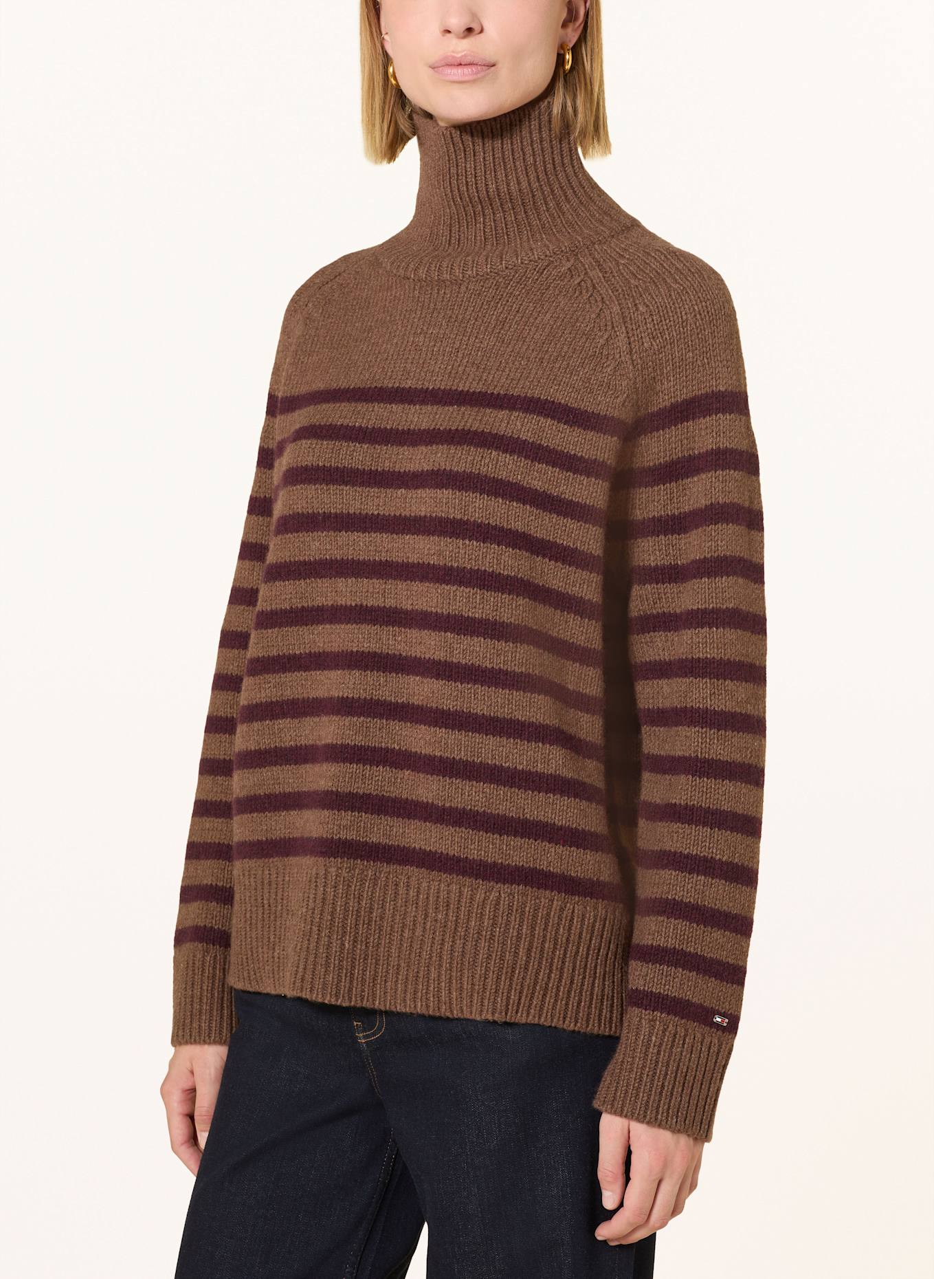 TOMMY HILFIGER Pullover mit Cashmere: BRAUN / DUNKELROT