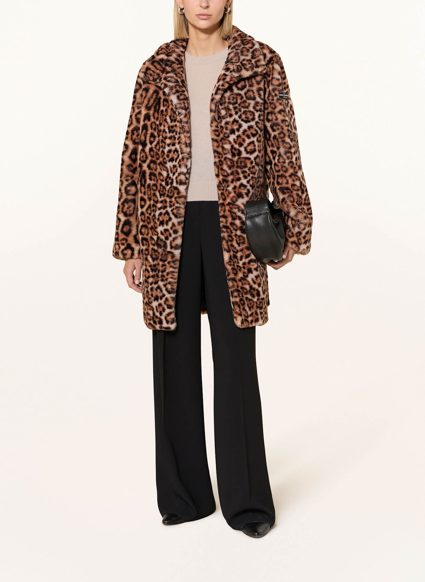 FRIEDA & FREDDIES Kunstfell-Mantel EVE-MARY: HELLBRAUN / SCHWARZ / CREME