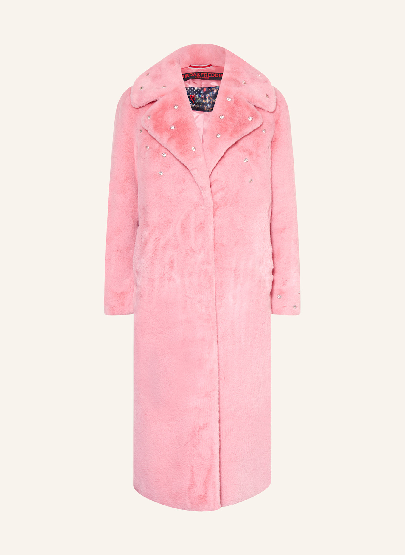 FRIEDA & FREDDIES Kunstfell-Mantel MOONRIVER 2 mit Schmucksteinen: ROSA