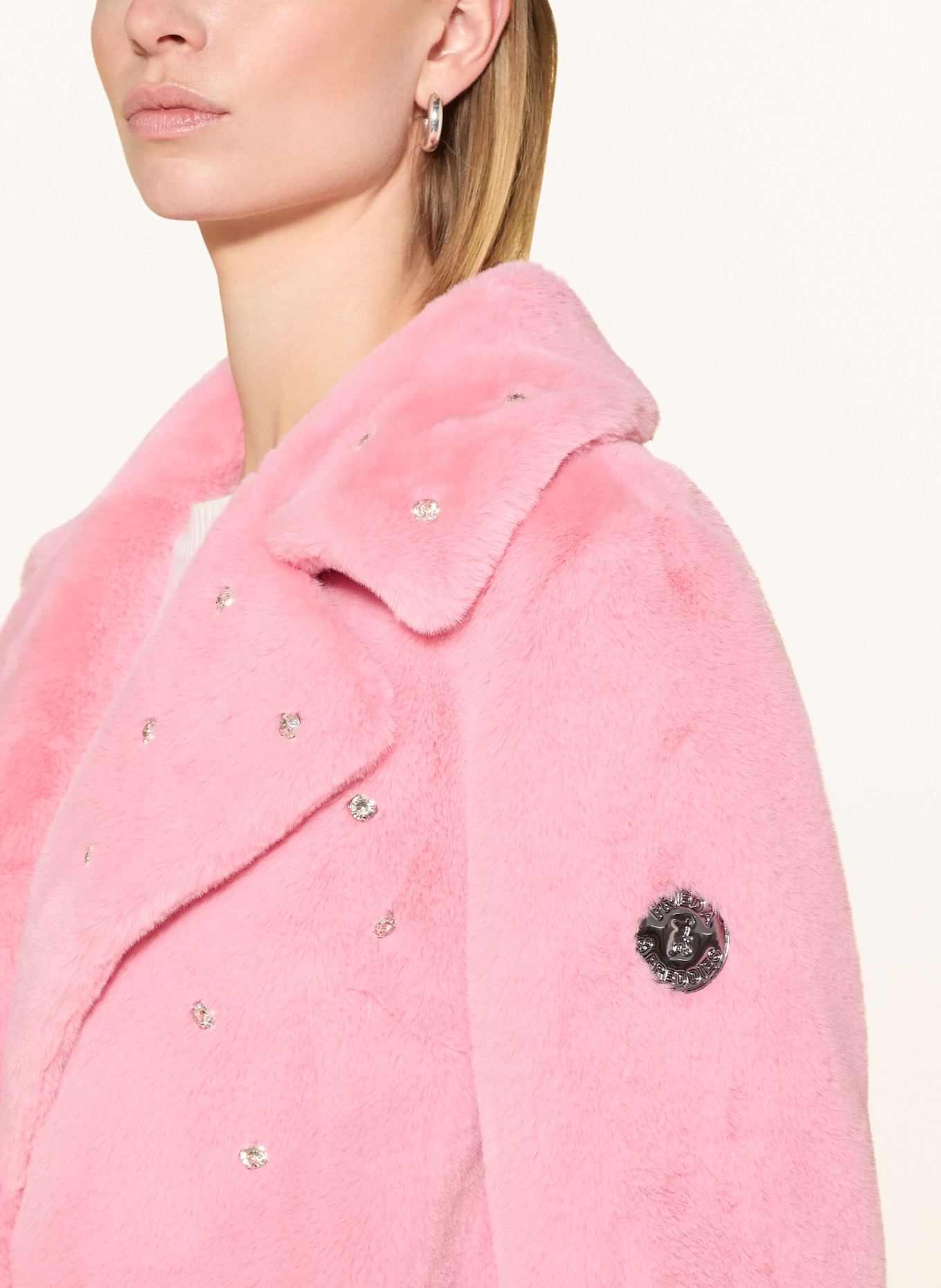 FRIEDA & FREDDIES Kunstfell-Mantel MOONRIVER 2 mit Schmucksteinen: ROSA