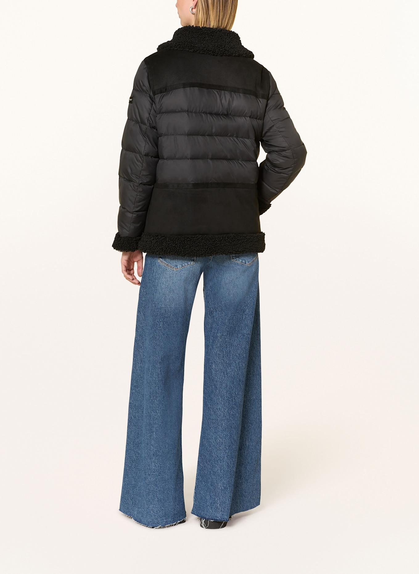 FRIEDA & FREDDIES Steppjacke EVAN im Materialmix mit Teddyfell: SCHWARZ