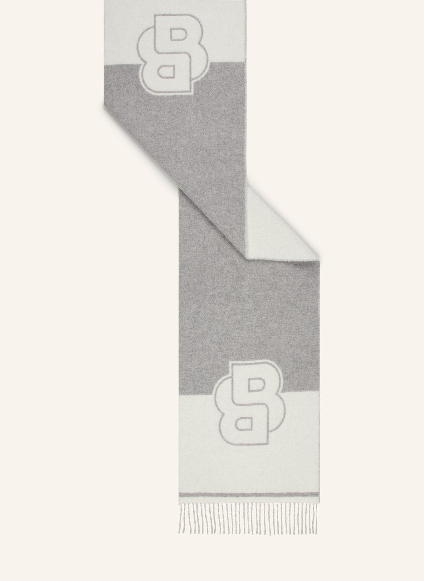 BOSS VIANNA scarf: GRAY/ CREAM
