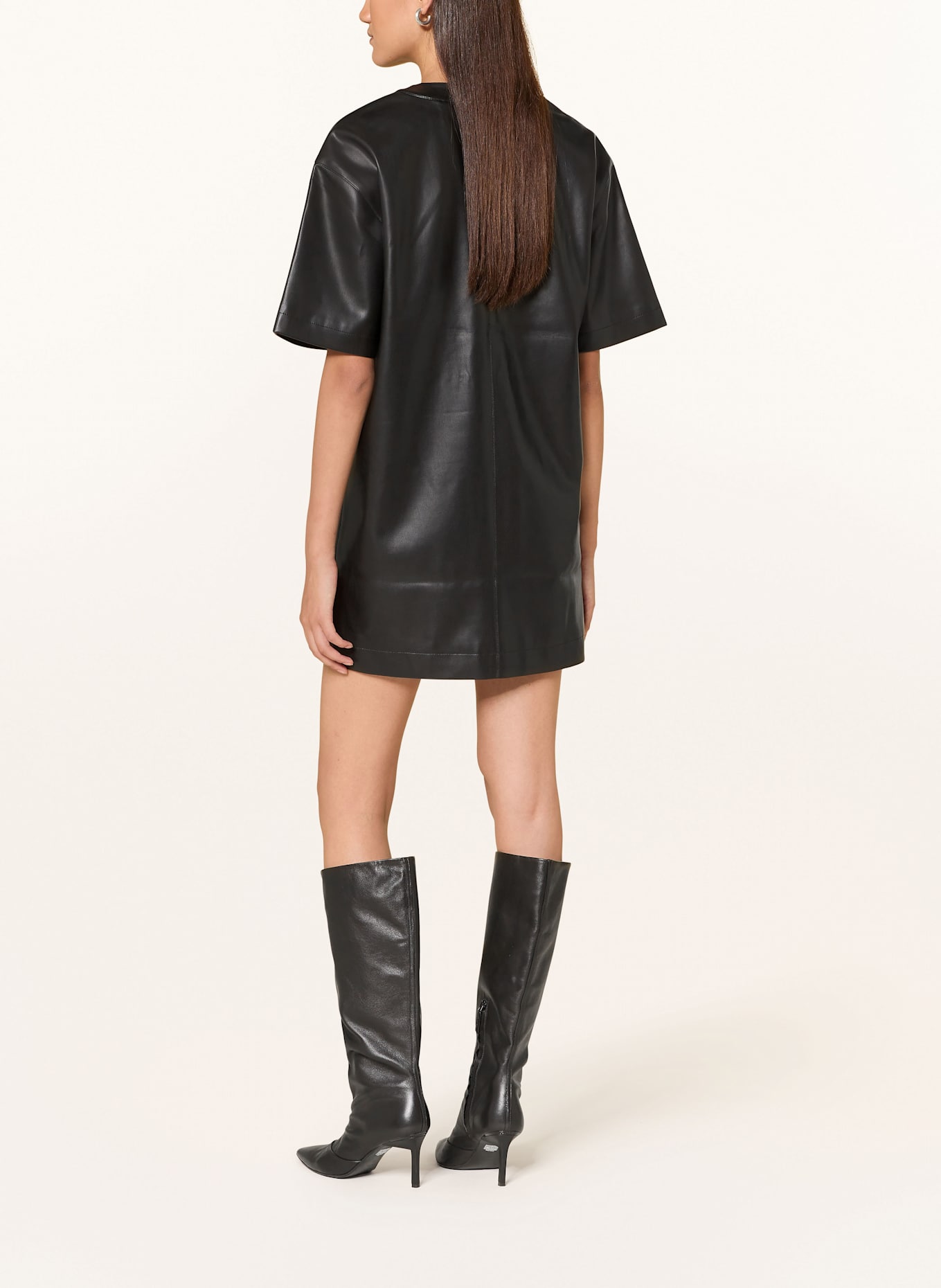Calvin Klein Jeans Kleid in Lederoptik: SCHWARZ