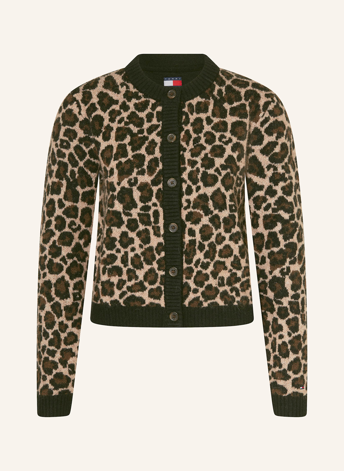 TOMMY JEANS Strickjacke: HELLBRAUN / BRAUN / SCHWARZ