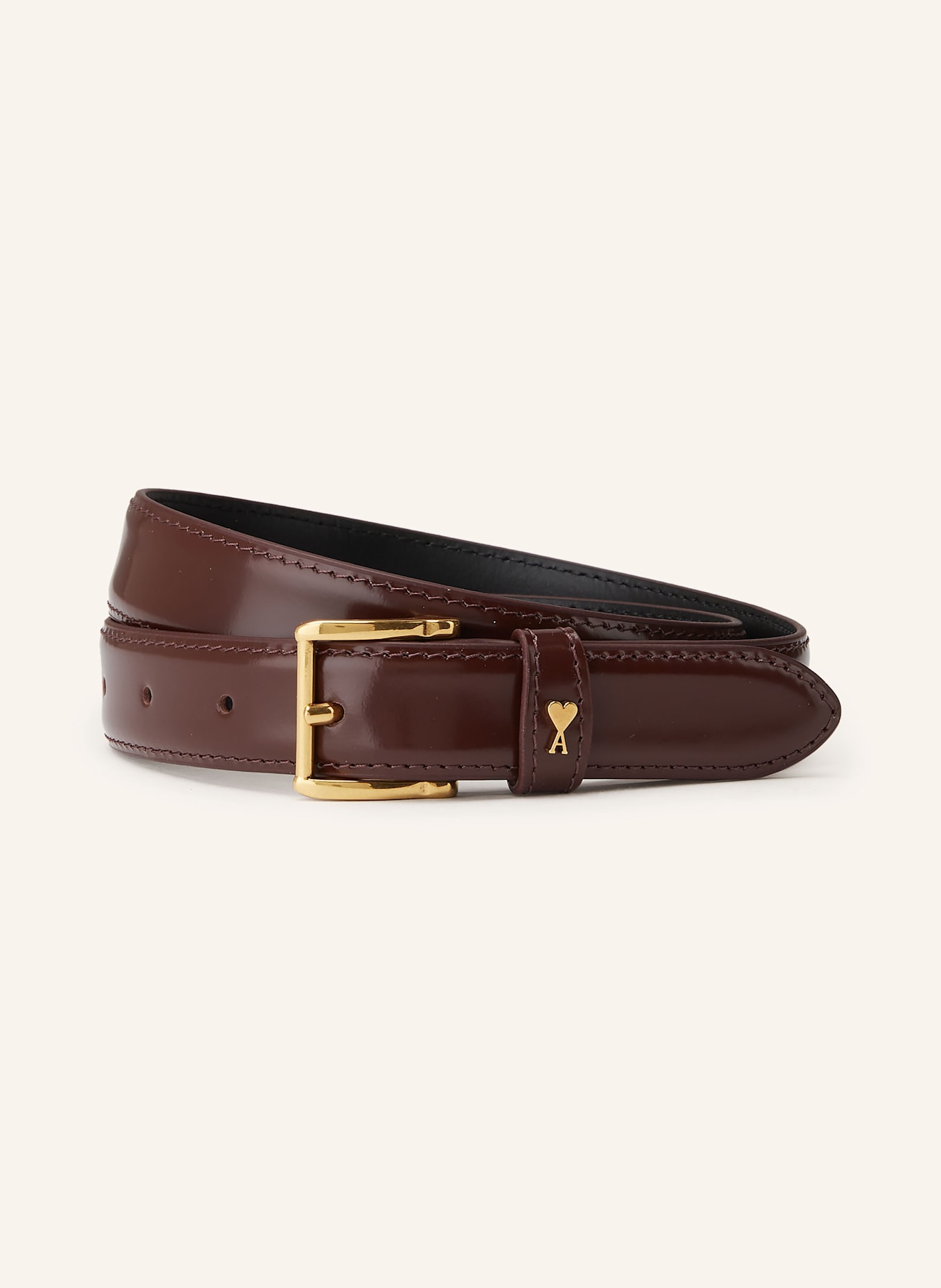 AMI PARIS Leather belt: DARK RED