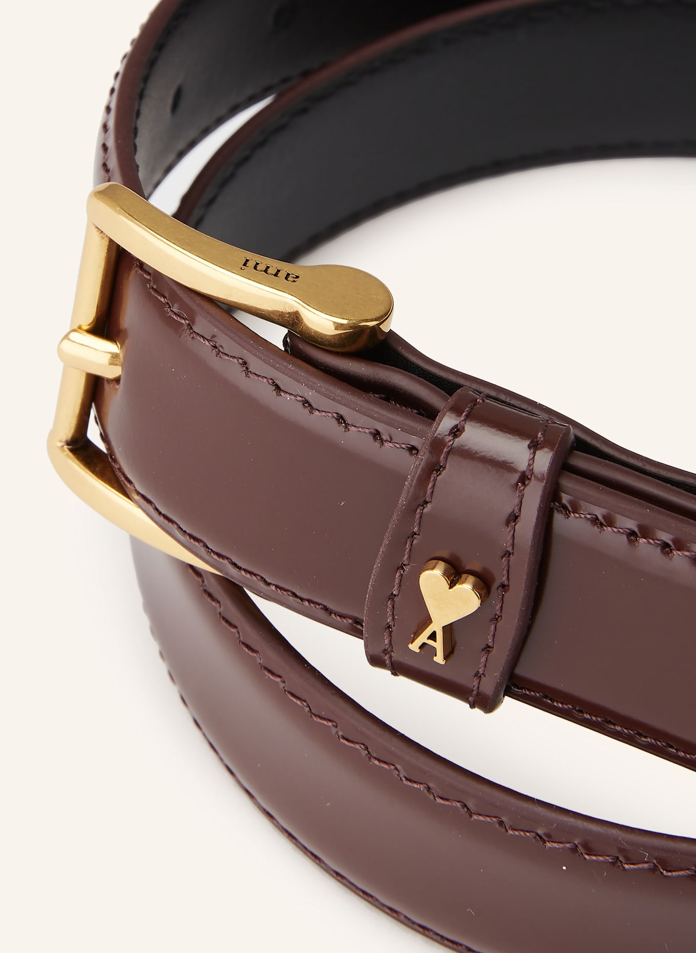 AMI PARIS Leather belt: DARK RED