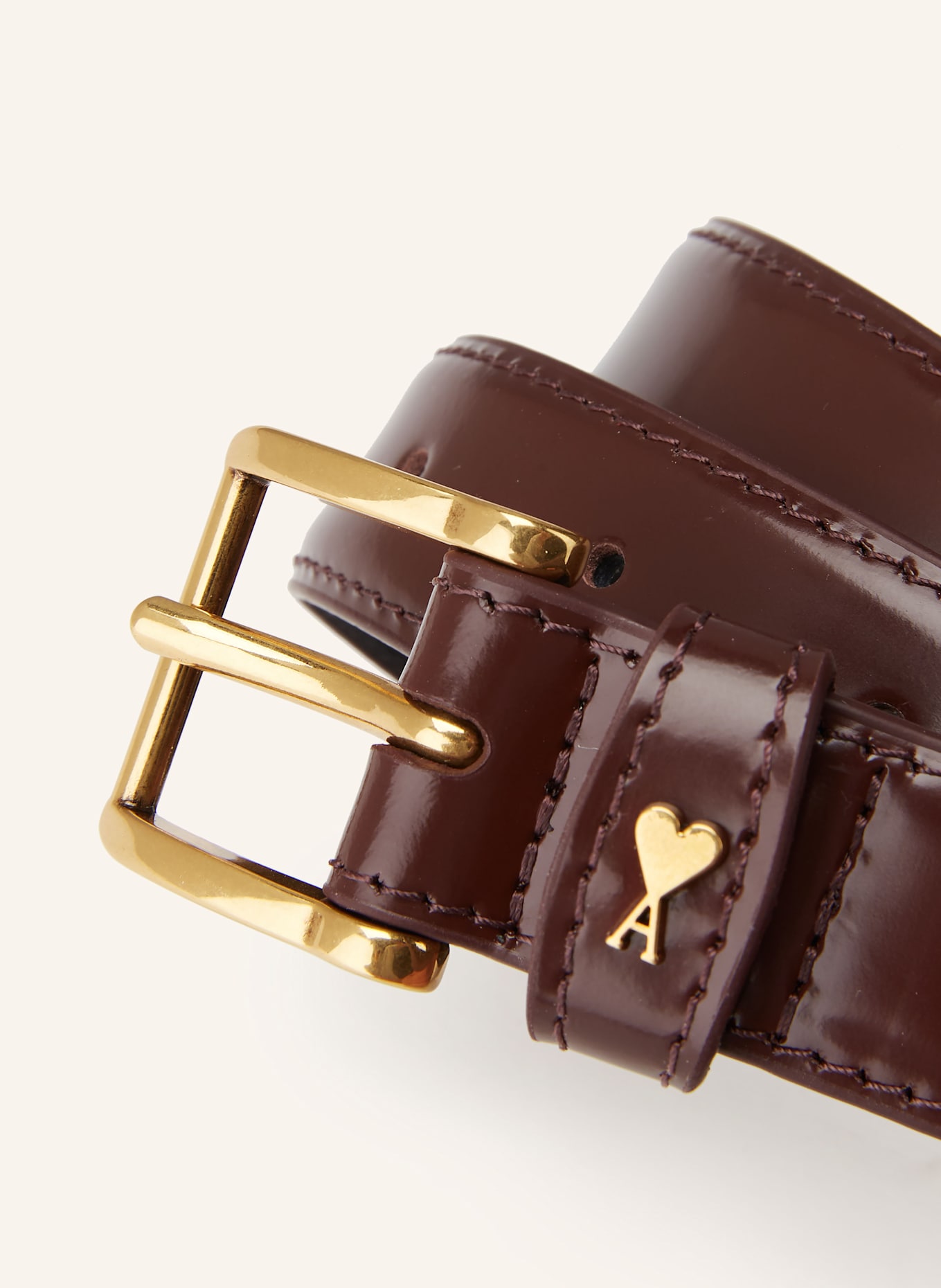 AMI PARIS Leather belt: DARK RED