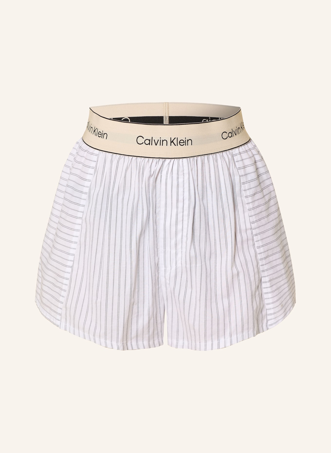 Calvin Klein Szorty od piżamy HERITAGE COTTON POPLIN: BIAŁY/ SZARY