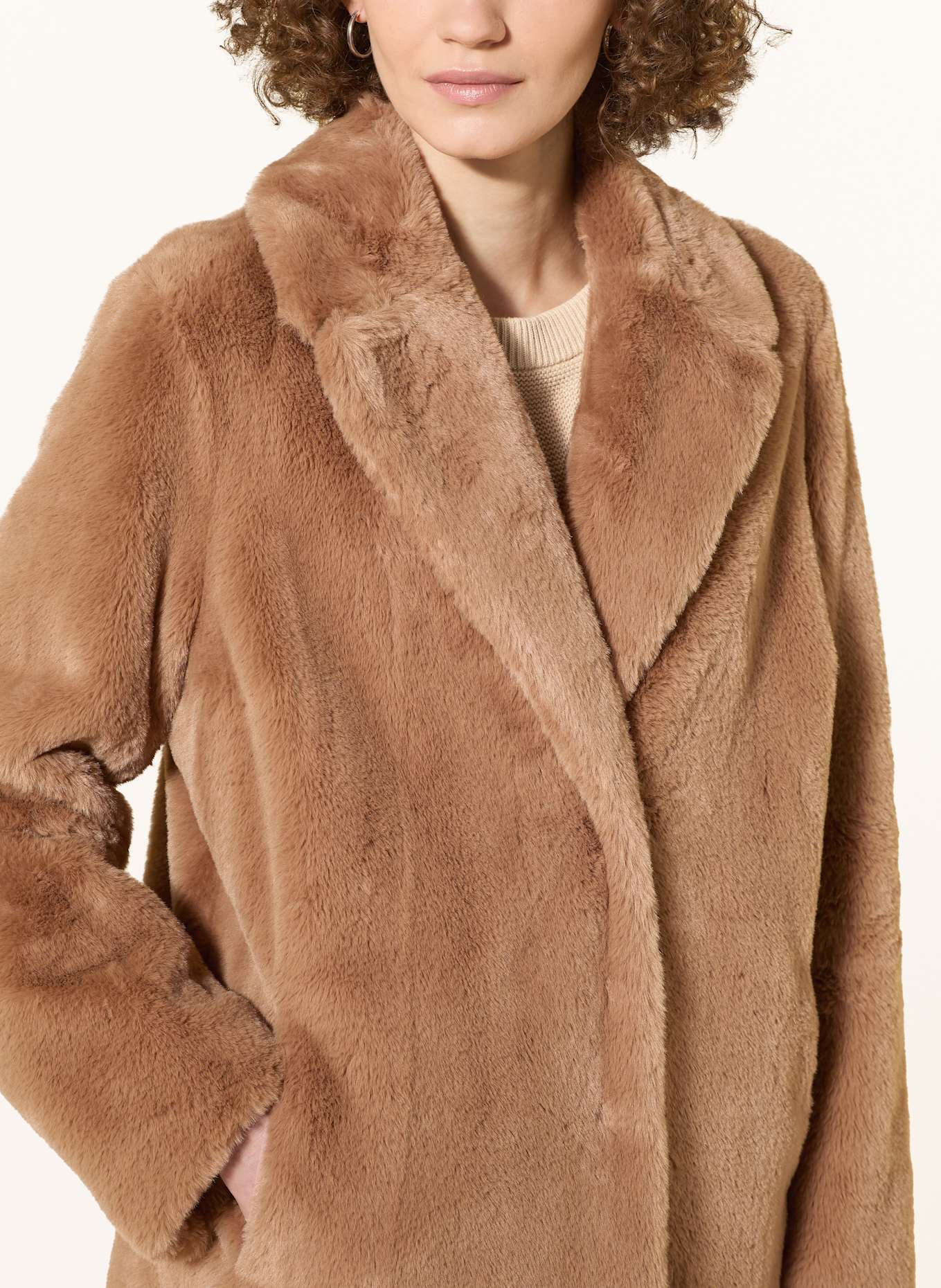 White Label Kunstfell-Mantel: COGNAC