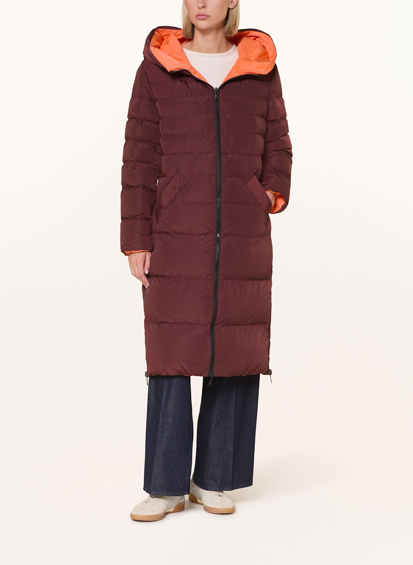 RINO & PELLE Steppmantel: DUNKELROT / NEONORANGE