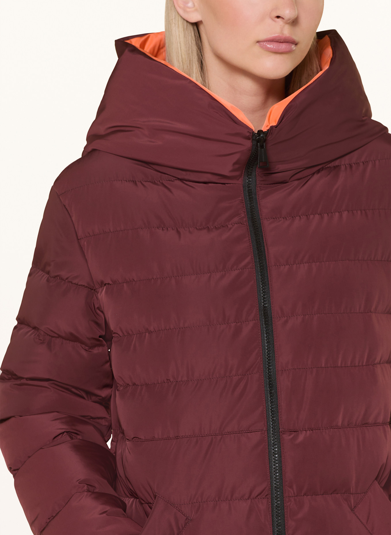 RINO & PELLE Steppmantel: DUNKELROT / NEONORANGE
