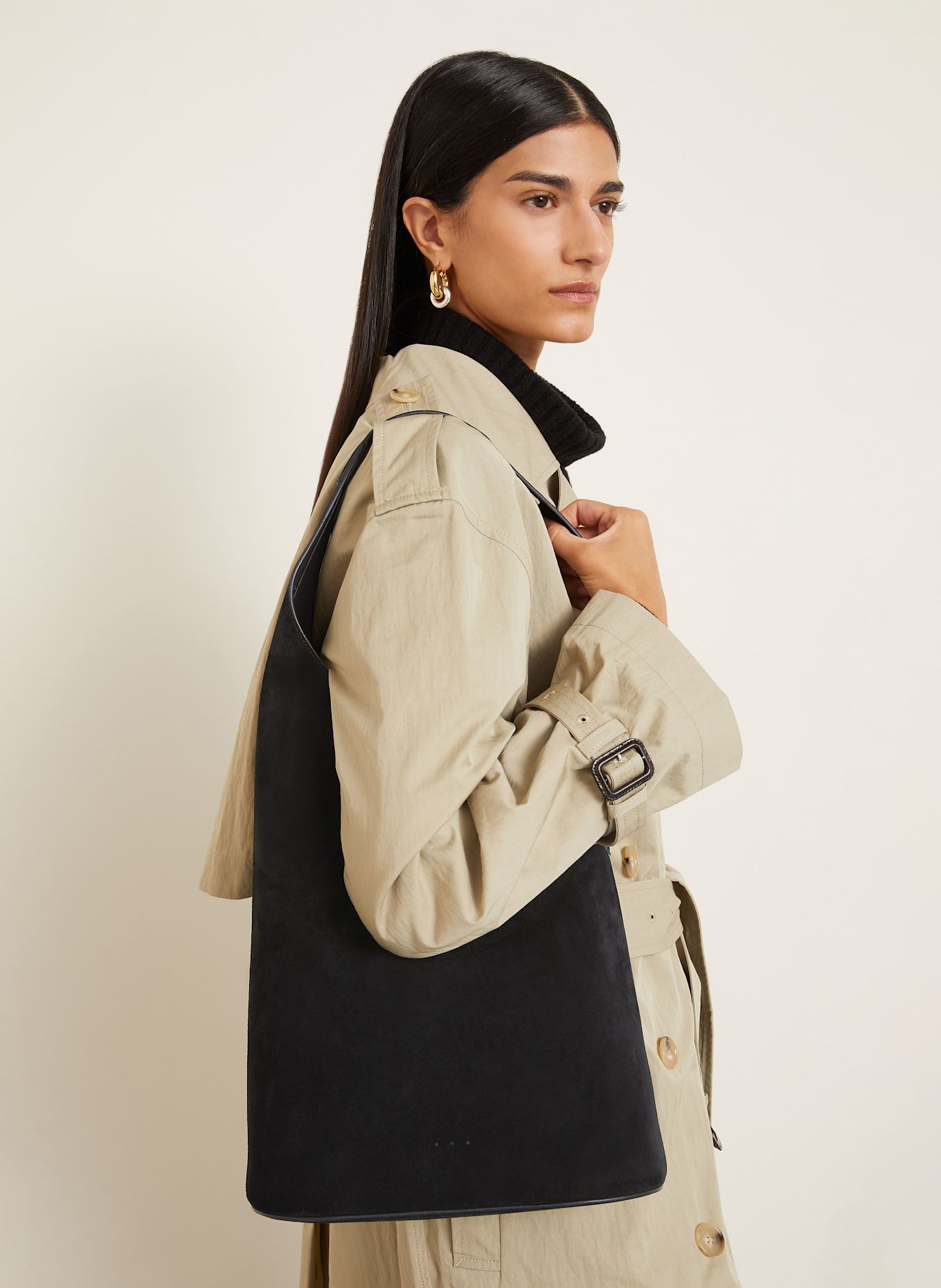 AESTHER EKME Schultertasche LUNE: SCHWARZ