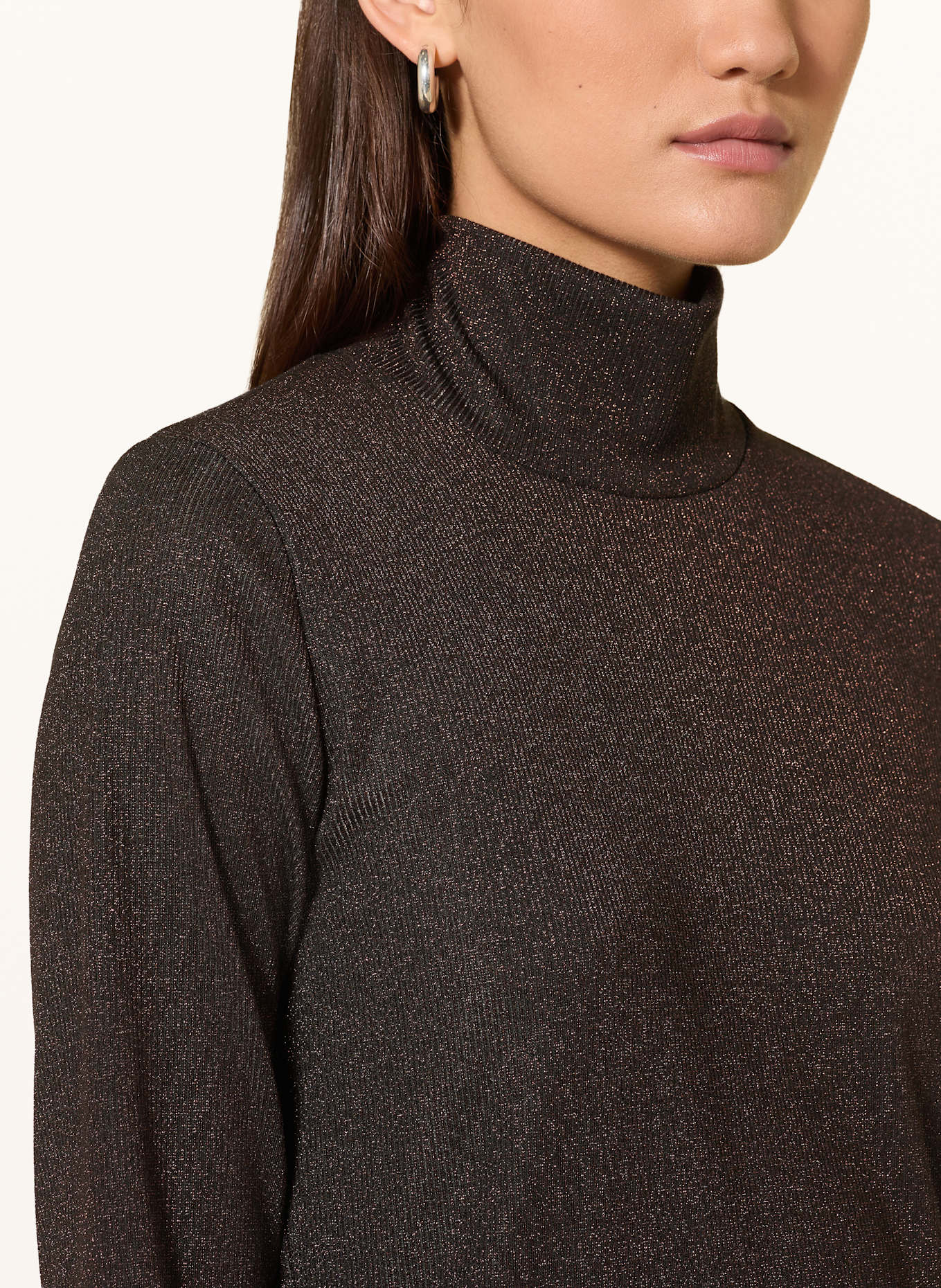 MARC CAIN Longsleeve mit Glitzergarn: 639 dark chestnut brown