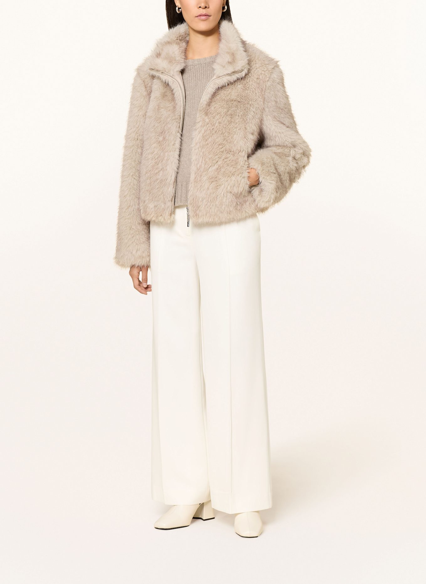 MARC CAIN Faux fur jacket in 182 smoke