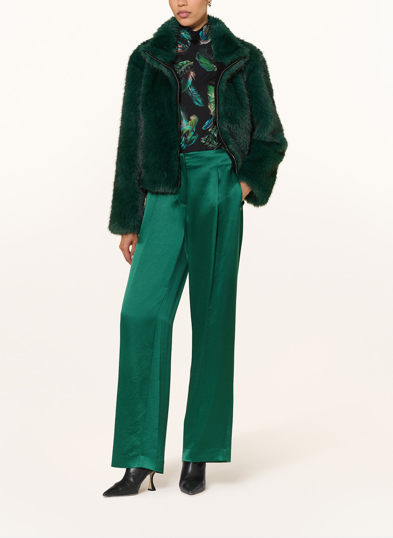 MARC CAIN Kunstfell-Jacke: 556 dark jade green