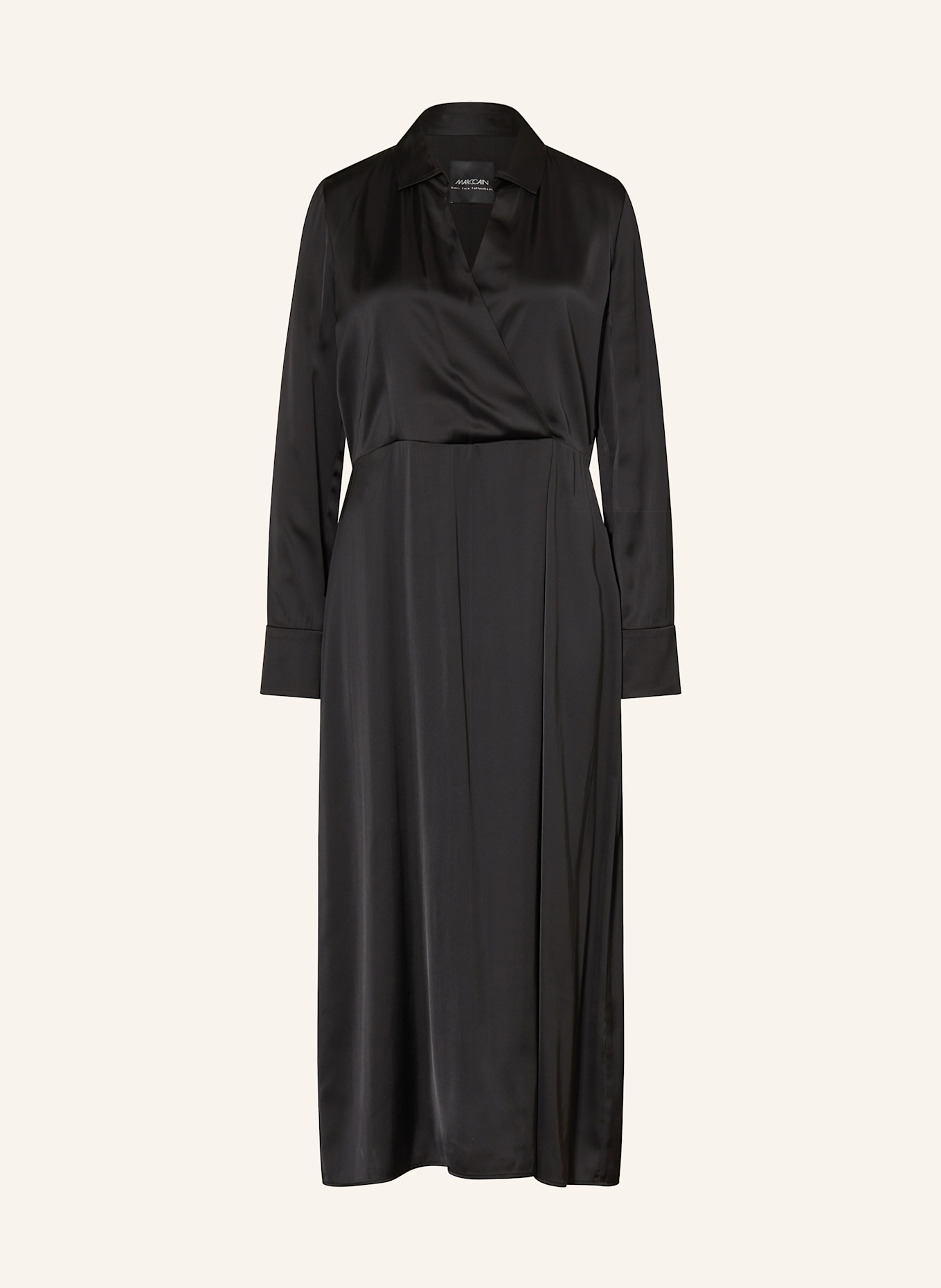MARC CAIN Satinkleid in Wickeloptik: 900 BLACK
