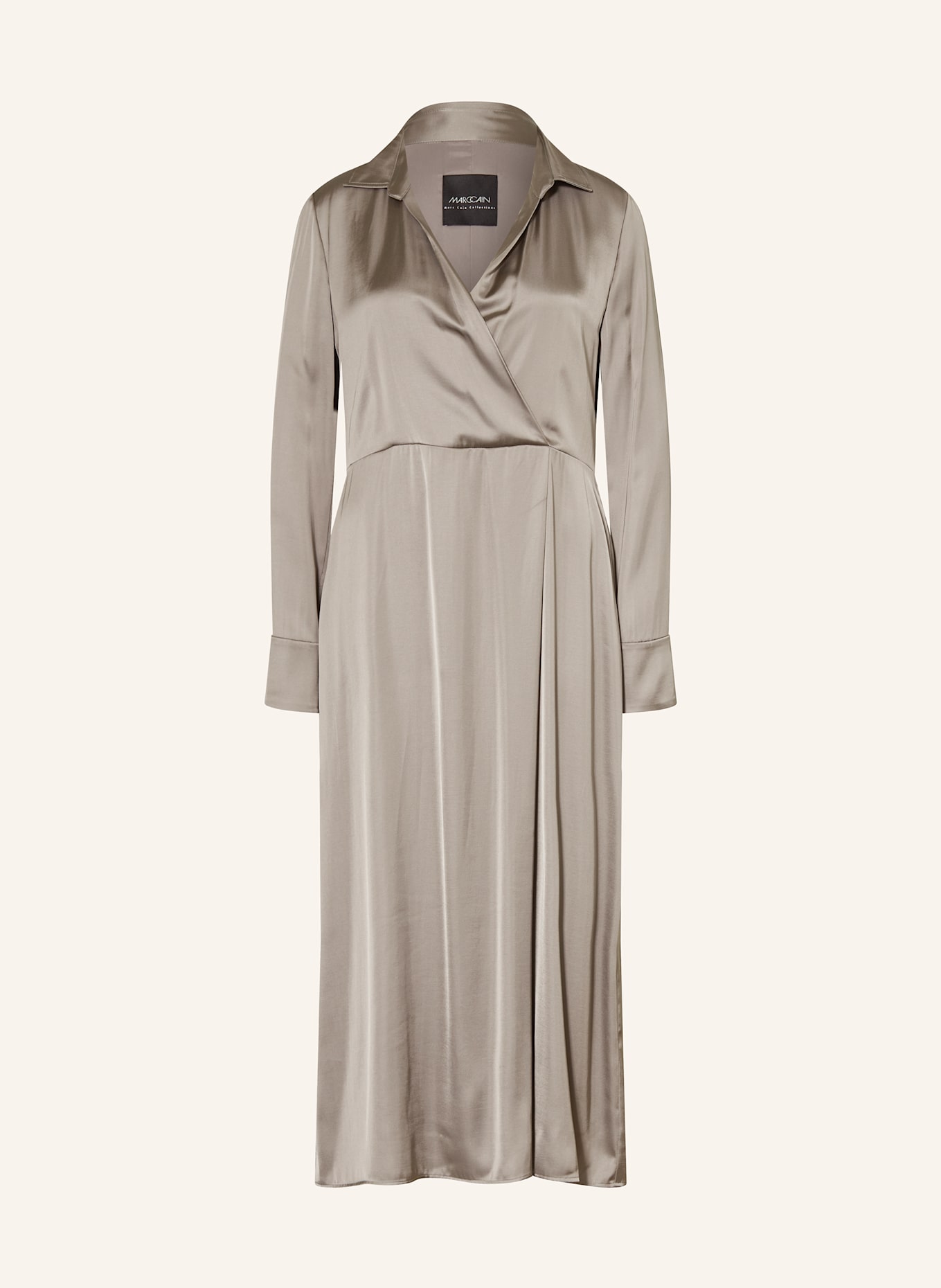MARC CAIN Satinkleid in Wickeloptik: 836 soft charcoal