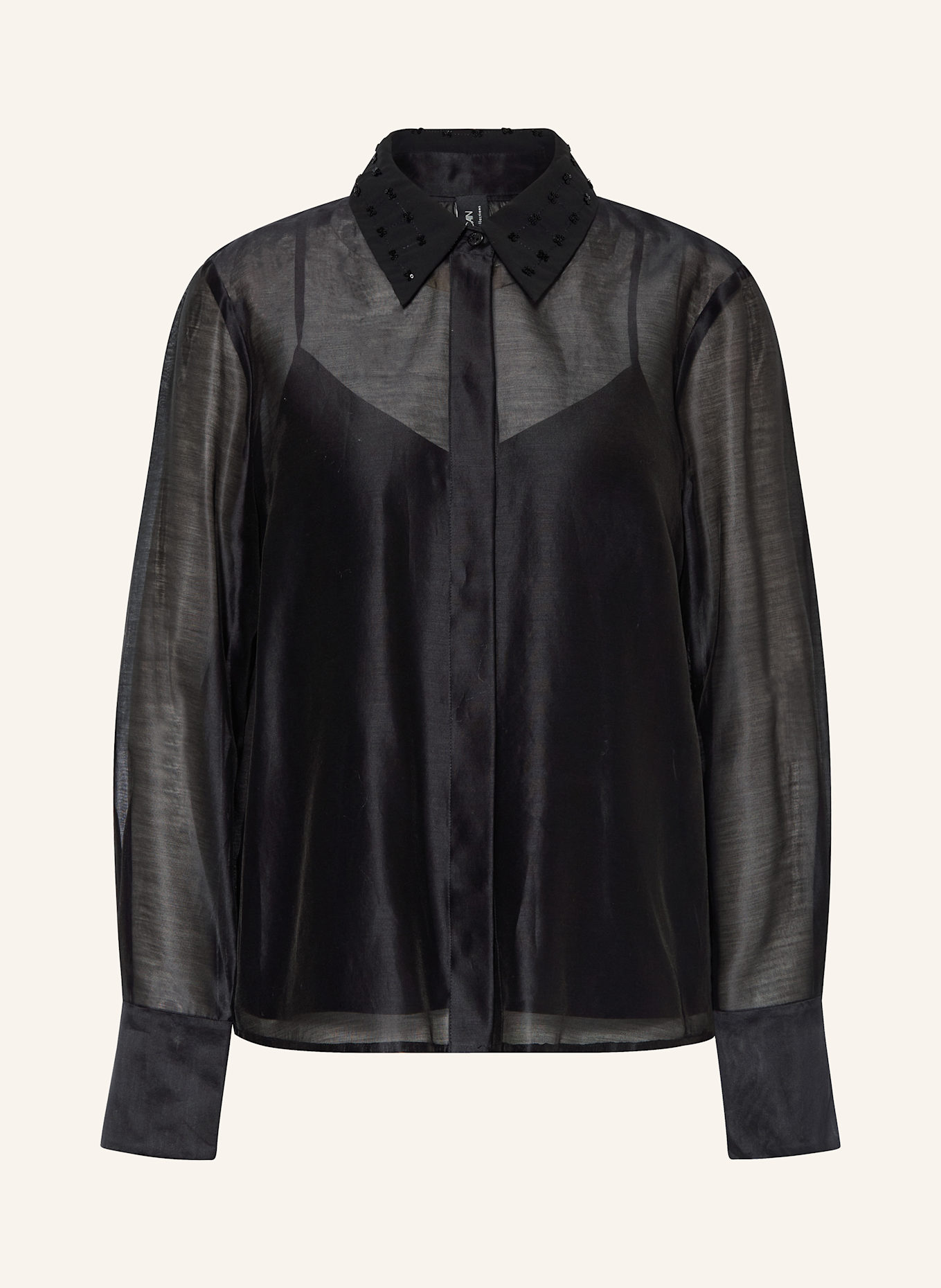 MARC CAIN Hemdbluse mit Schmucksteinen: 900 BLACK