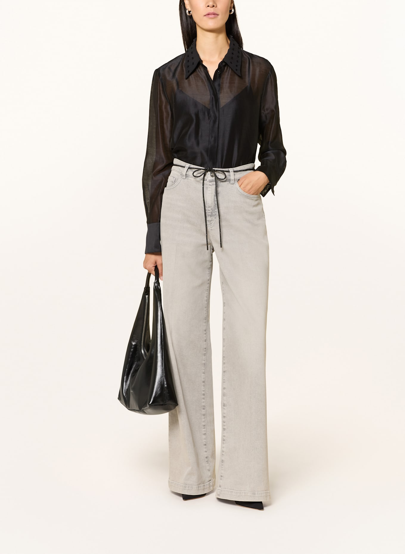 MARC CAIN Hemdbluse mit Schmucksteinen: 900 BLACK