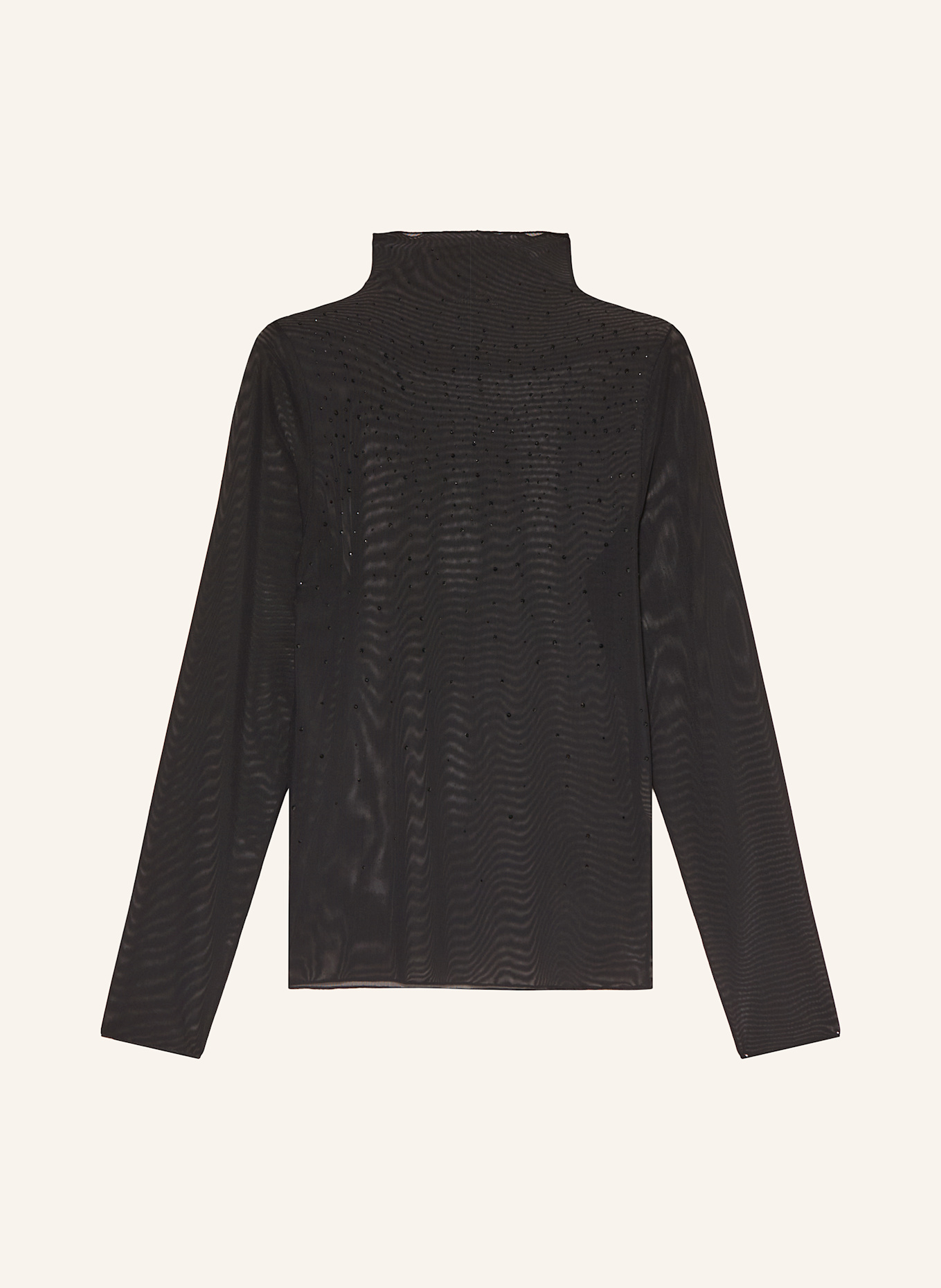 MARC CAIN Longsleeve aus Mesh mit Schmucksteinen: 900 BLACK