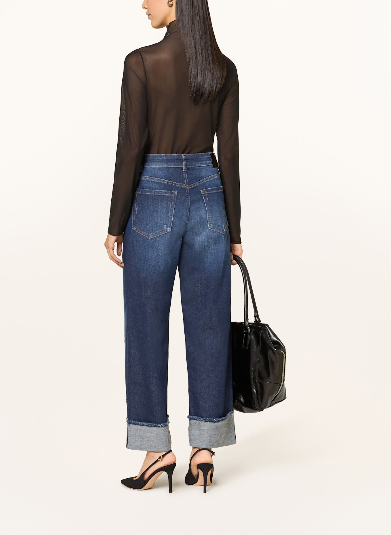 MARC CAIN Longsleeve aus Mesh mit Schmucksteinen: 900 BLACK