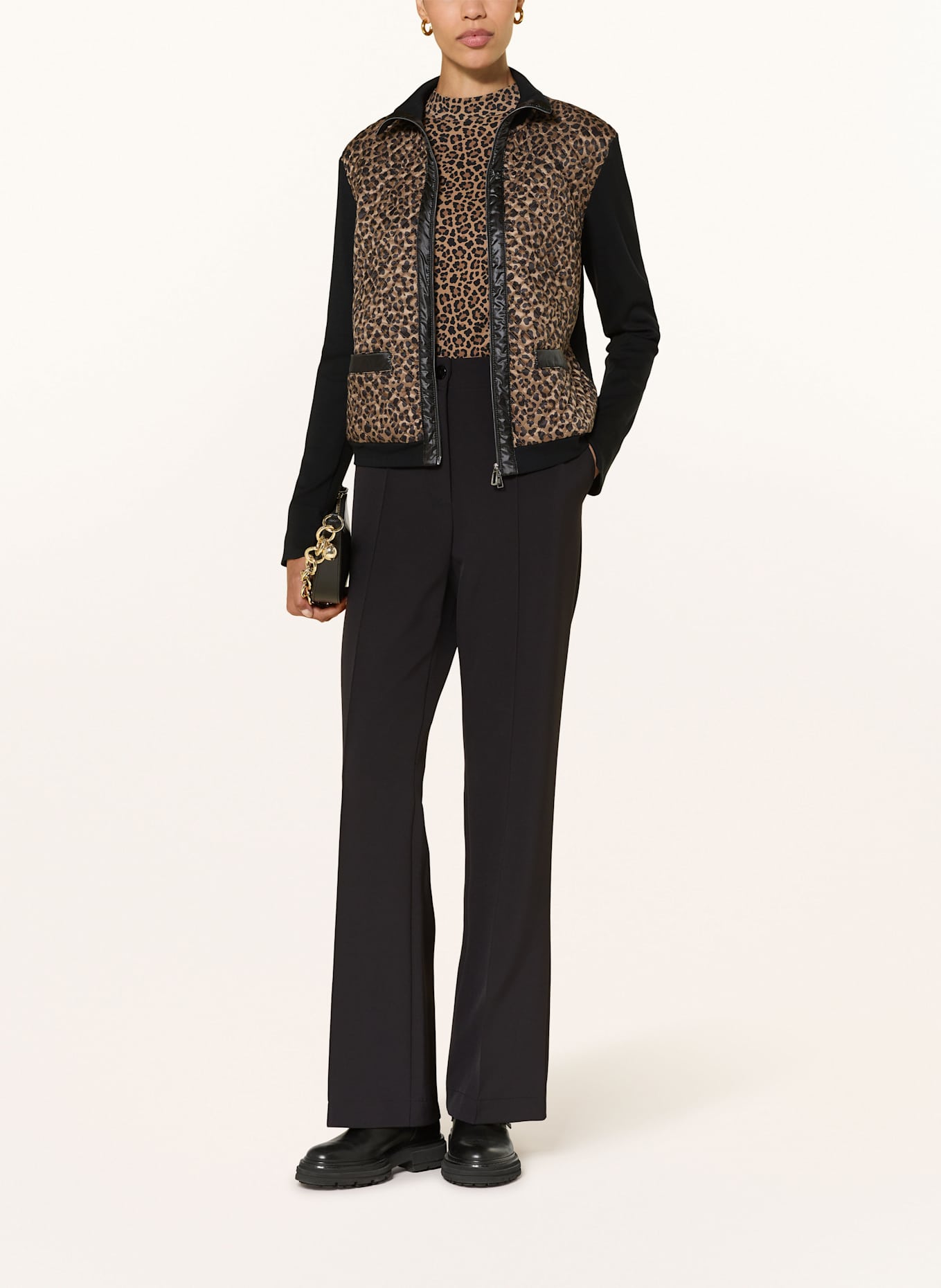 MARC CAIN Strickjacke im Materialmix: 900 BLACK