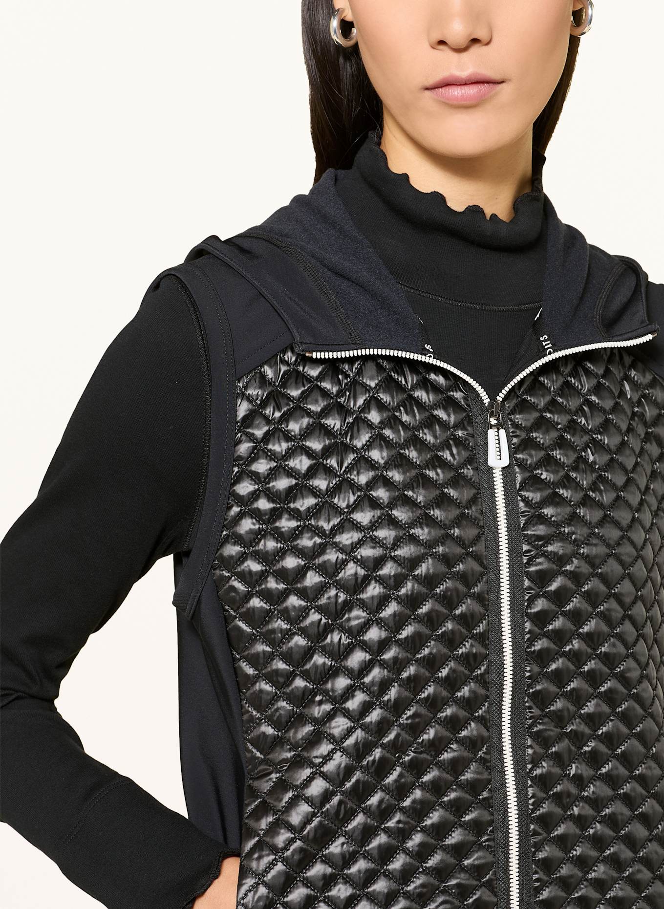 MARC CAIN Steppweste im Materialmix: 900 BLACK