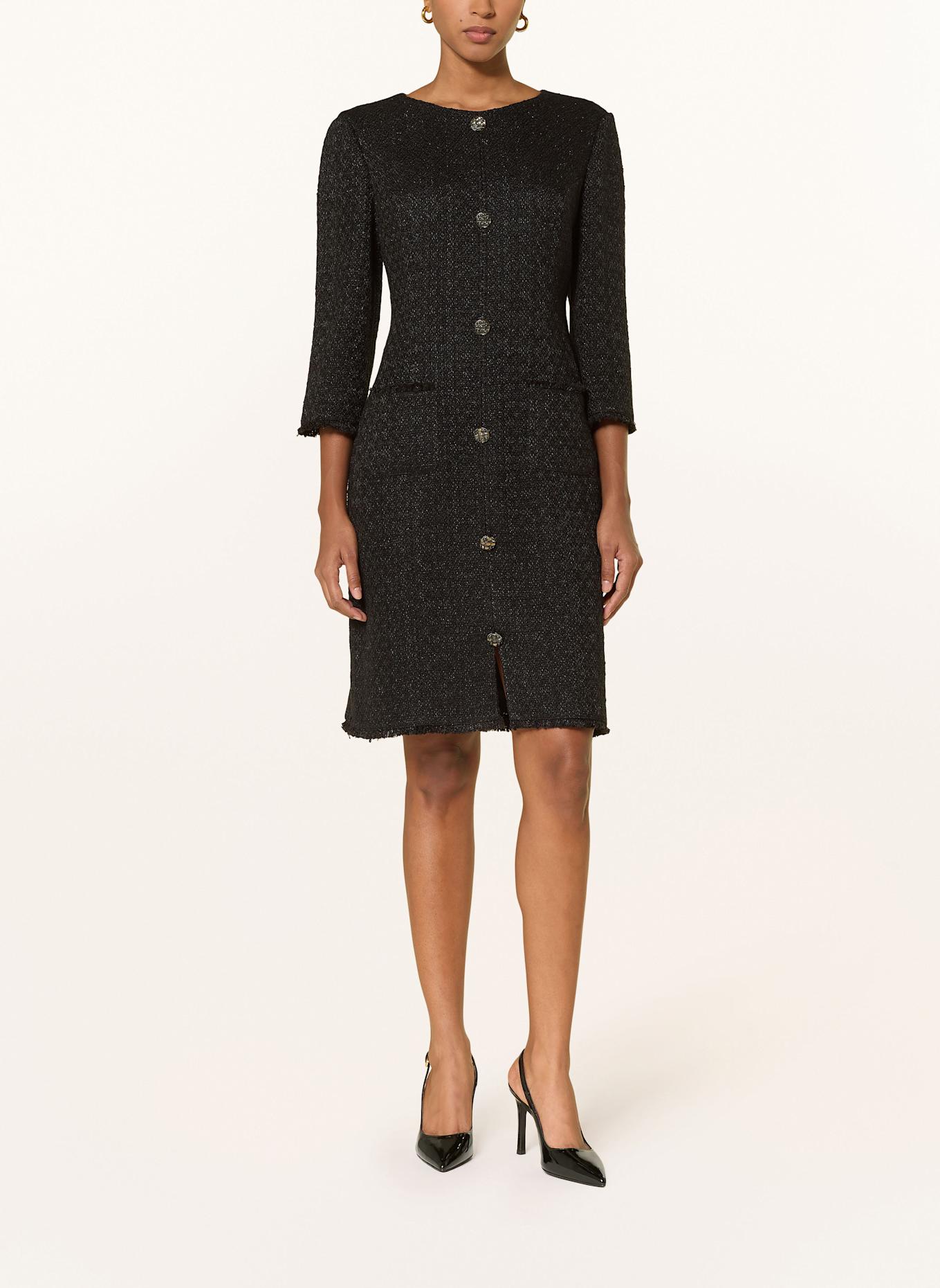 MARC CAIN Bouclé-Kleid mit Glitzergarn und 3/4-Arm: 900 BLACK