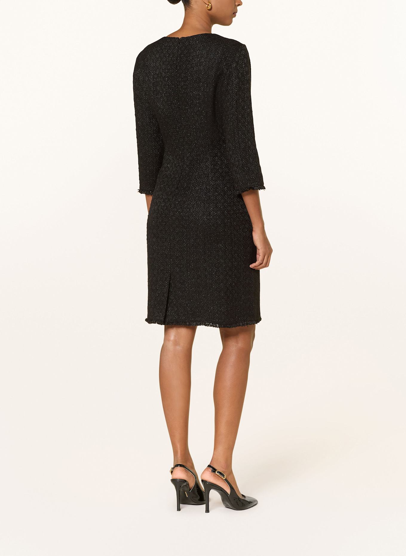 MARC CAIN Bouclé-Kleid mit Glitzergarn und 3/4-Arm: 900 BLACK