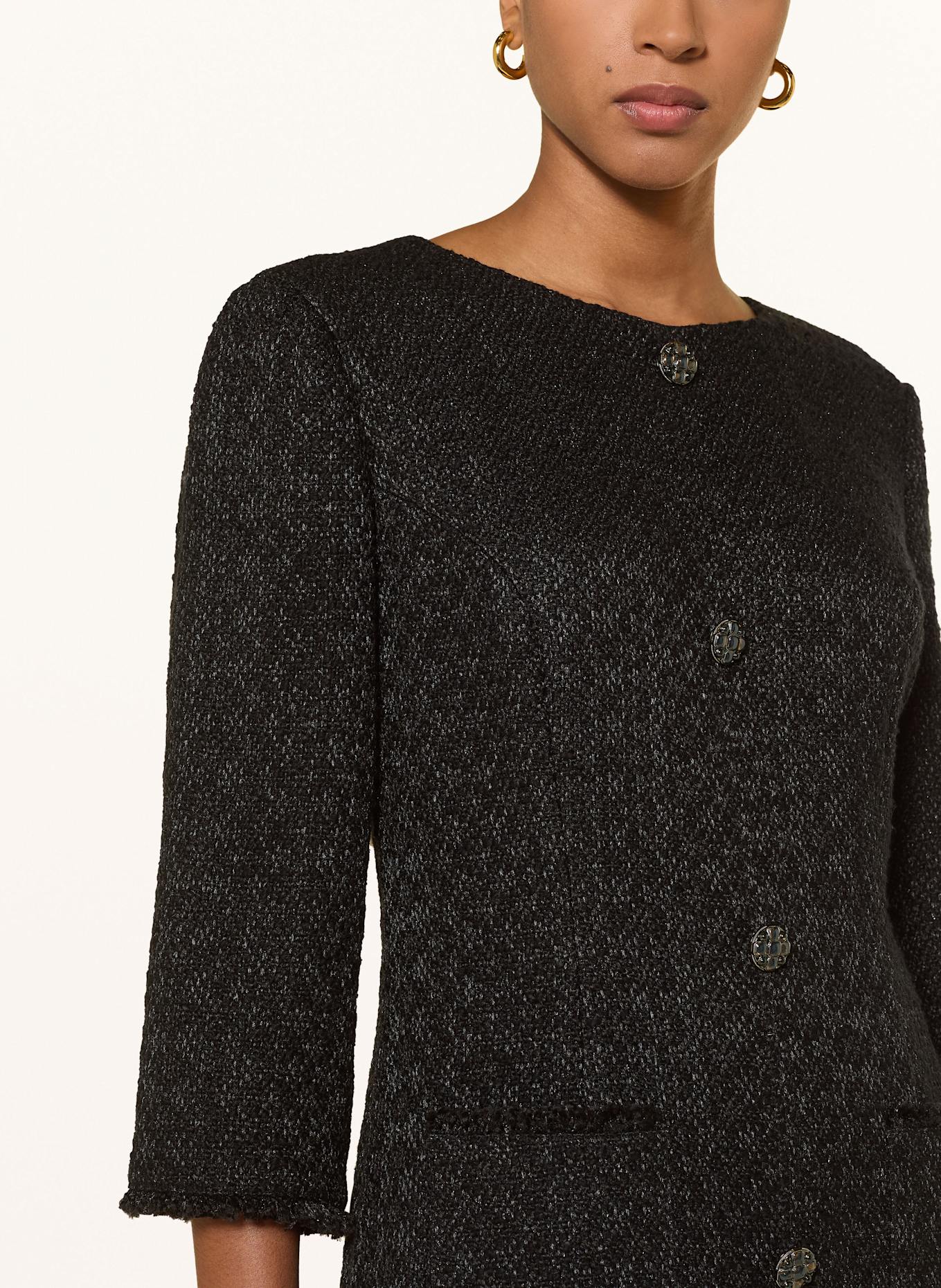 MARC CAIN Bouclé-Kleid mit Glitzergarn und 3/4-Arm: 900 BLACK