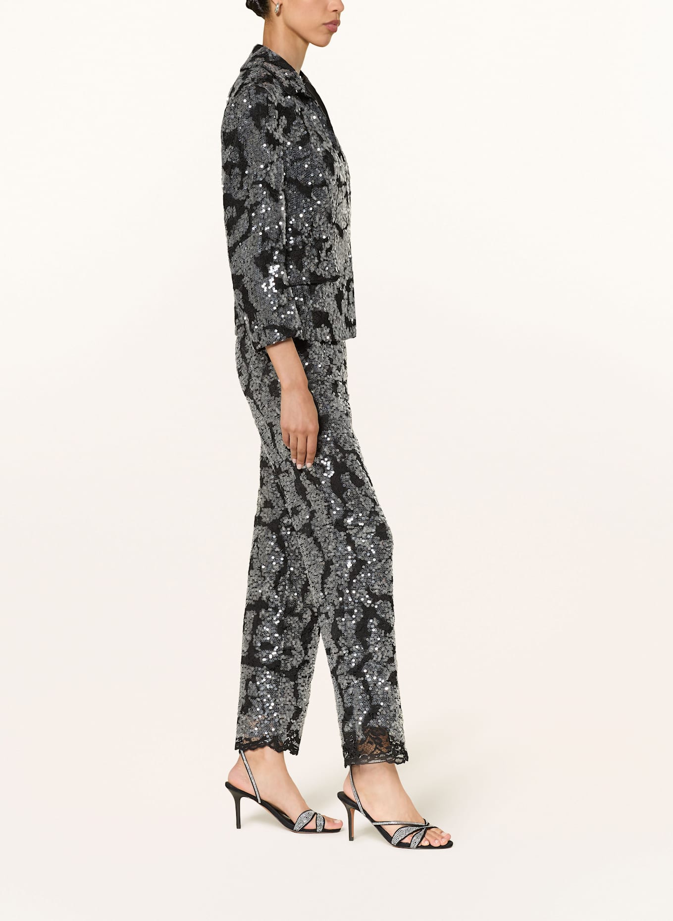 MARC CAIN Spitzenhose FRIA mit Pailletten: 900 BLACK